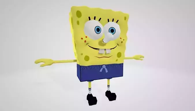 Cartoon Character spongebob 10 Low-poly 3D model