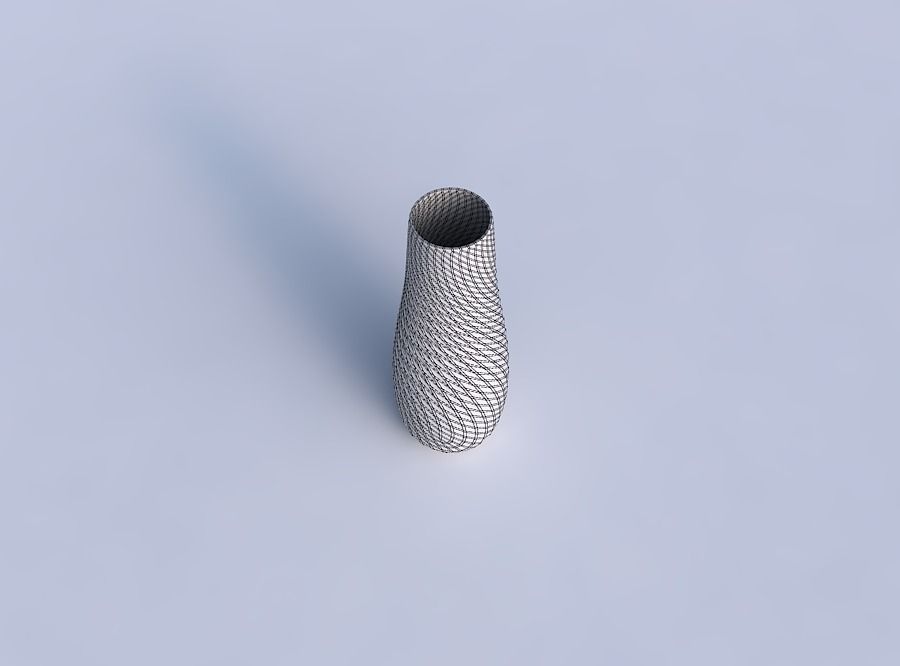 Vase with twisted diagonal grid pattern 3D print model_6