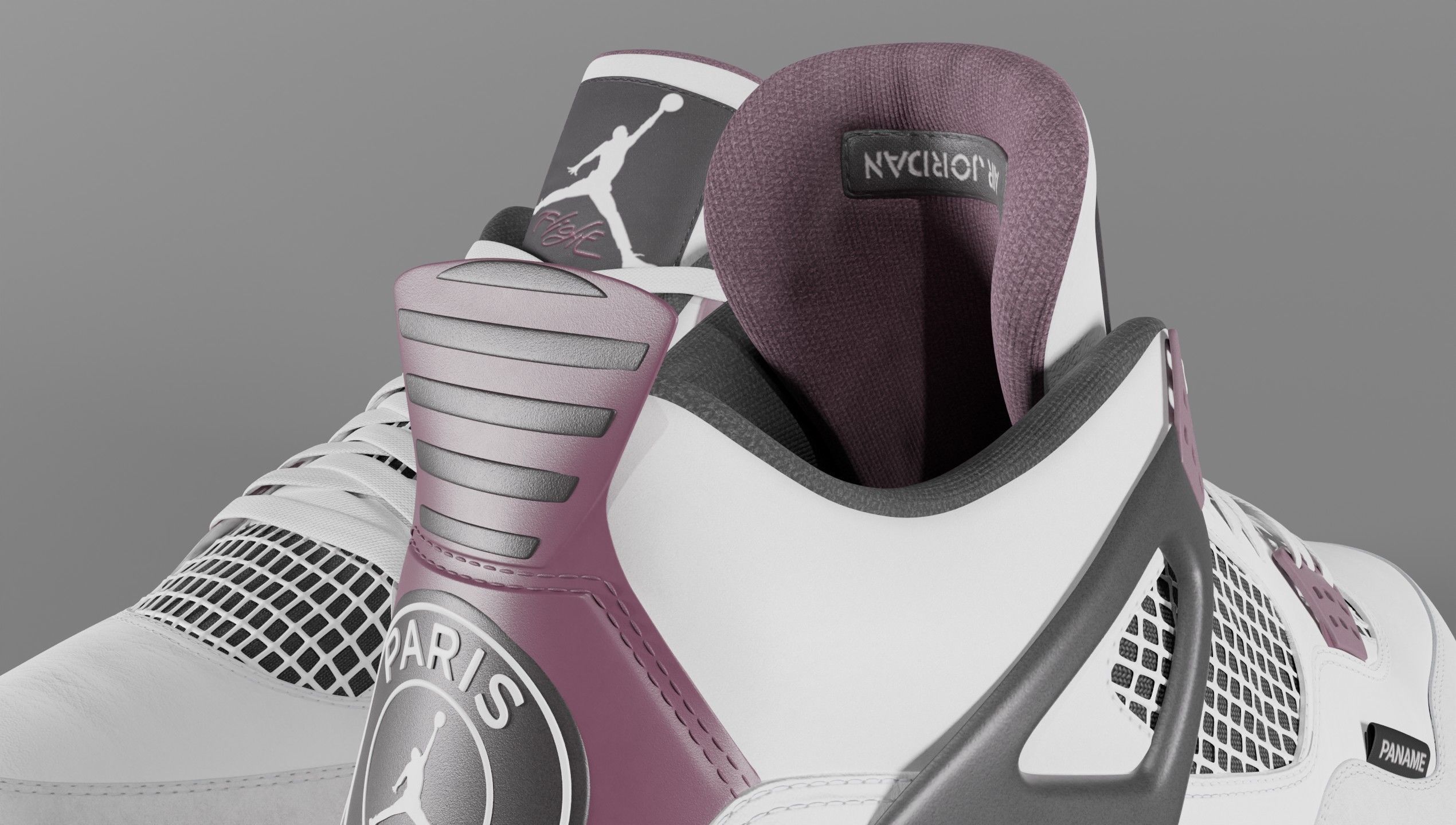 Nike Air Jordan 4 Retro PSG Paris Saint-Germain Shoe Low-poly 3D model_41