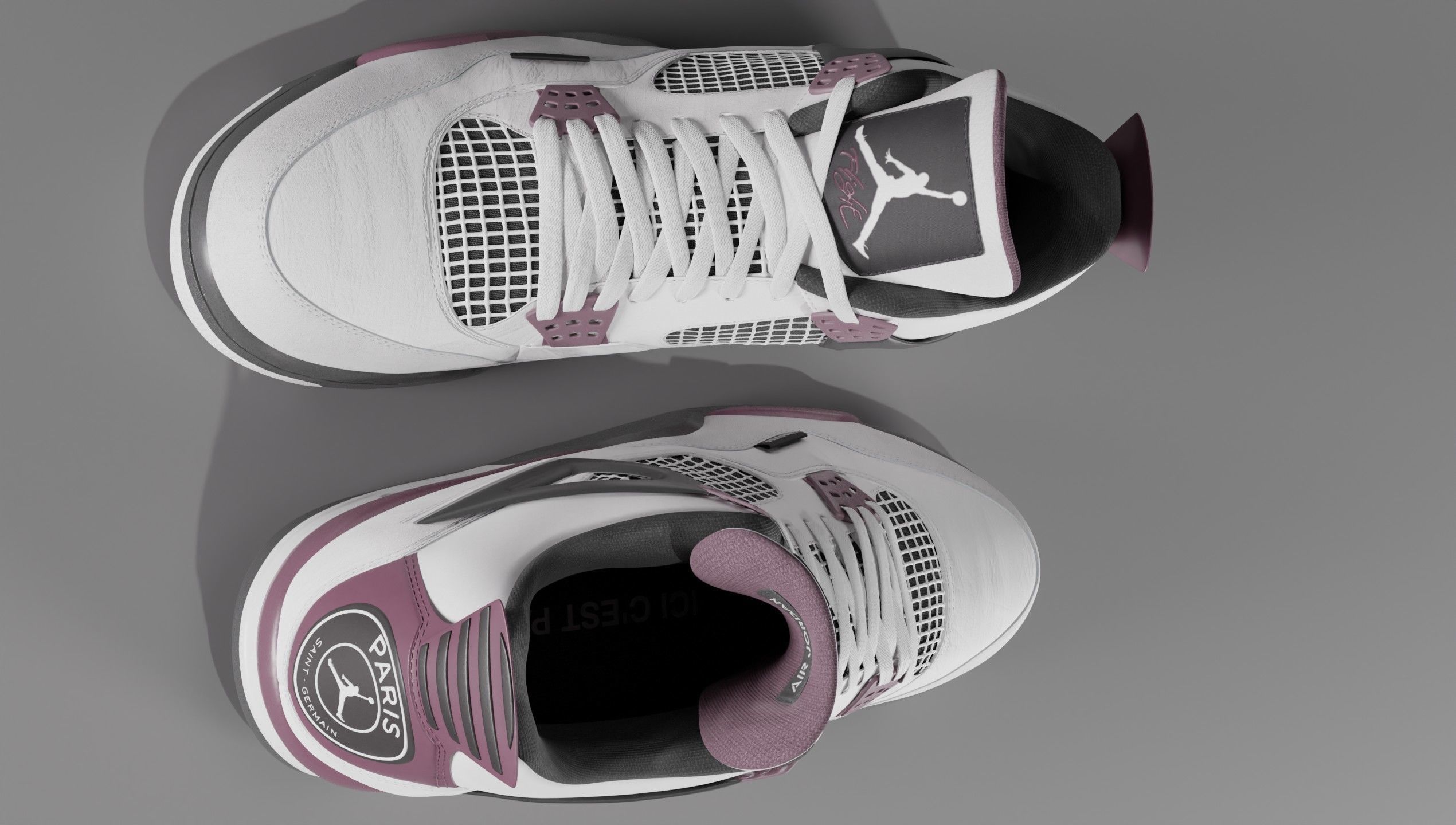 Nike Air Jordan 4 Retro PSG Paris Saint-Germain Shoe Low-poly 3D model_57