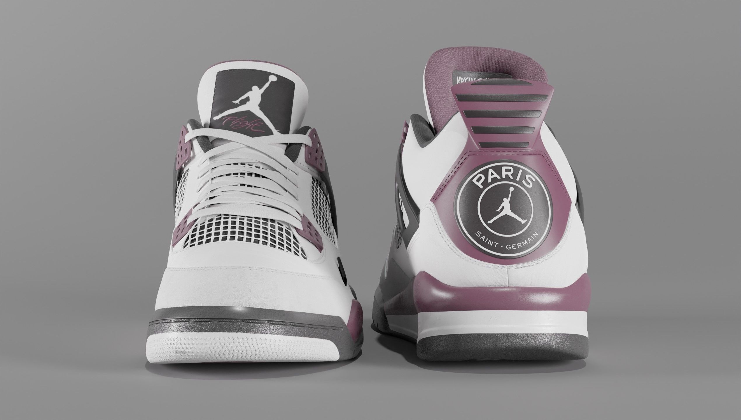 Nike Air Jordan 4 Retro PSG Paris Saint-Germain Shoe Low-poly 3D model_45