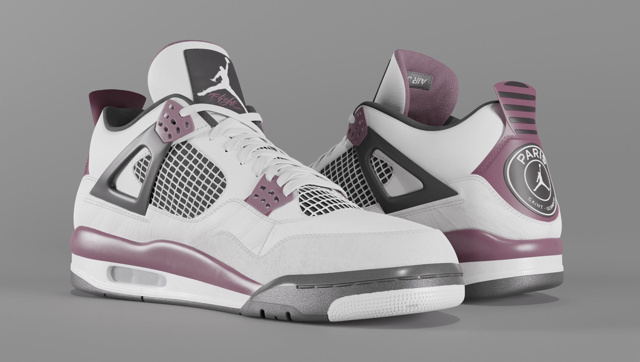 Nike Air Jordan 4 Retro PSG Paris Saint-Germain Shoe Low-poly 3D model_50