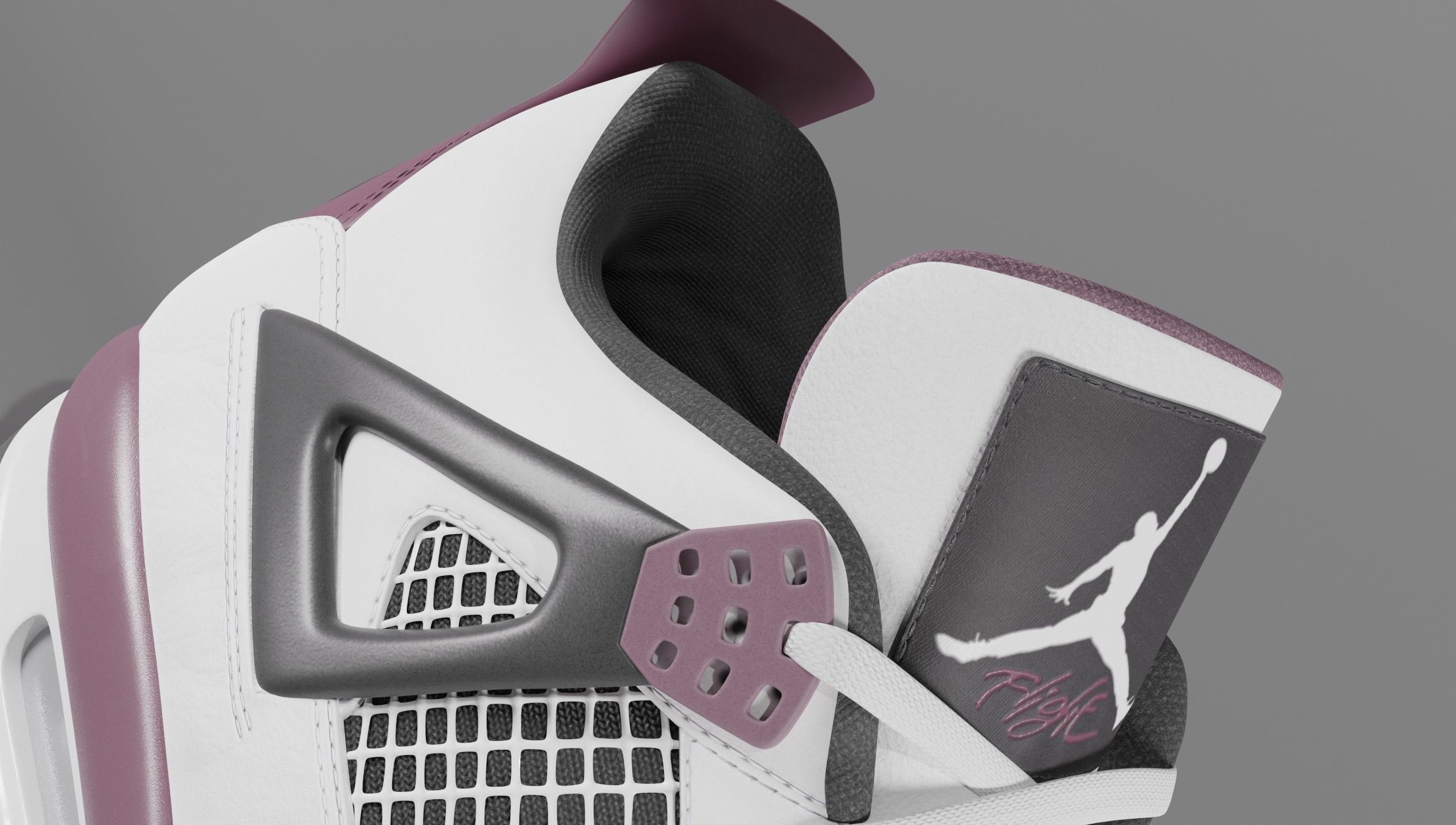 Nike Air Jordan 4 Retro PSG Paris Saint-Germain Shoe Low-poly 3D model_3