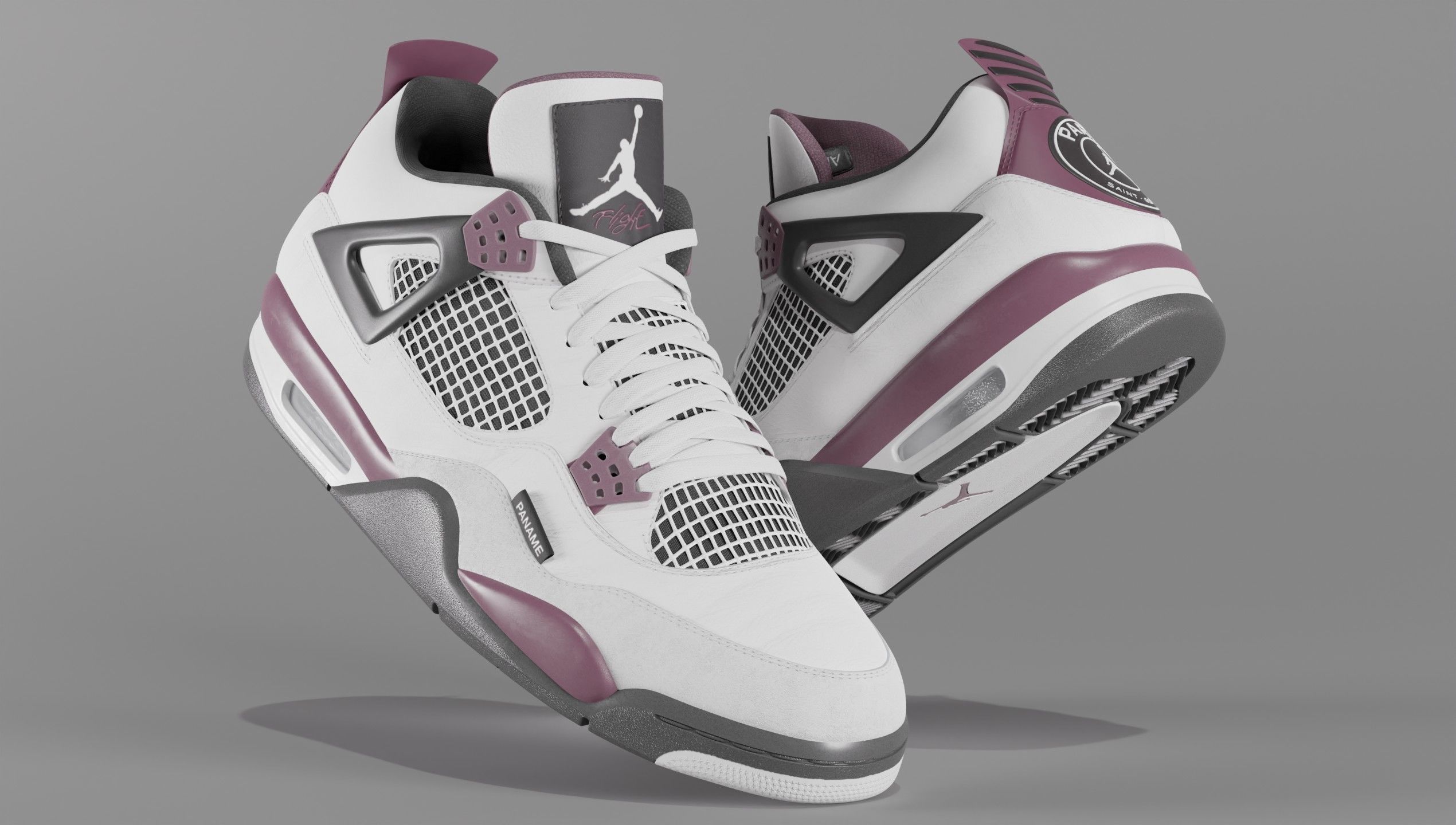 Nike Air Jordan 4 Retro PSG Paris Saint-Germain Shoe Low-poly 3D model_1