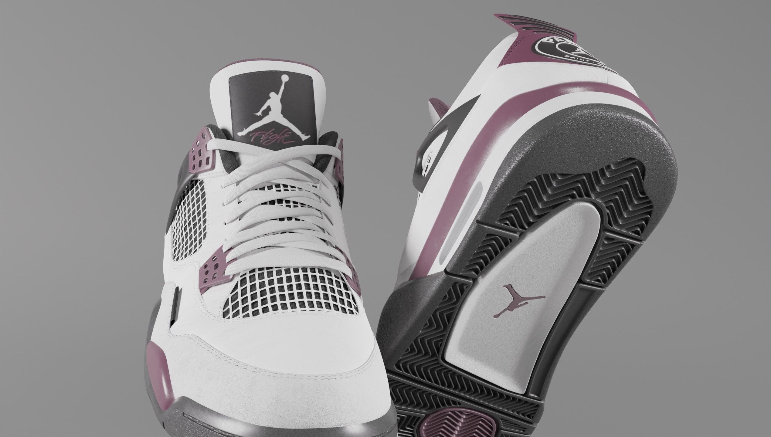 Nike Air Jordan 4 Retro PSG Paris Saint-Germain Shoe Low-poly 3D model_13
