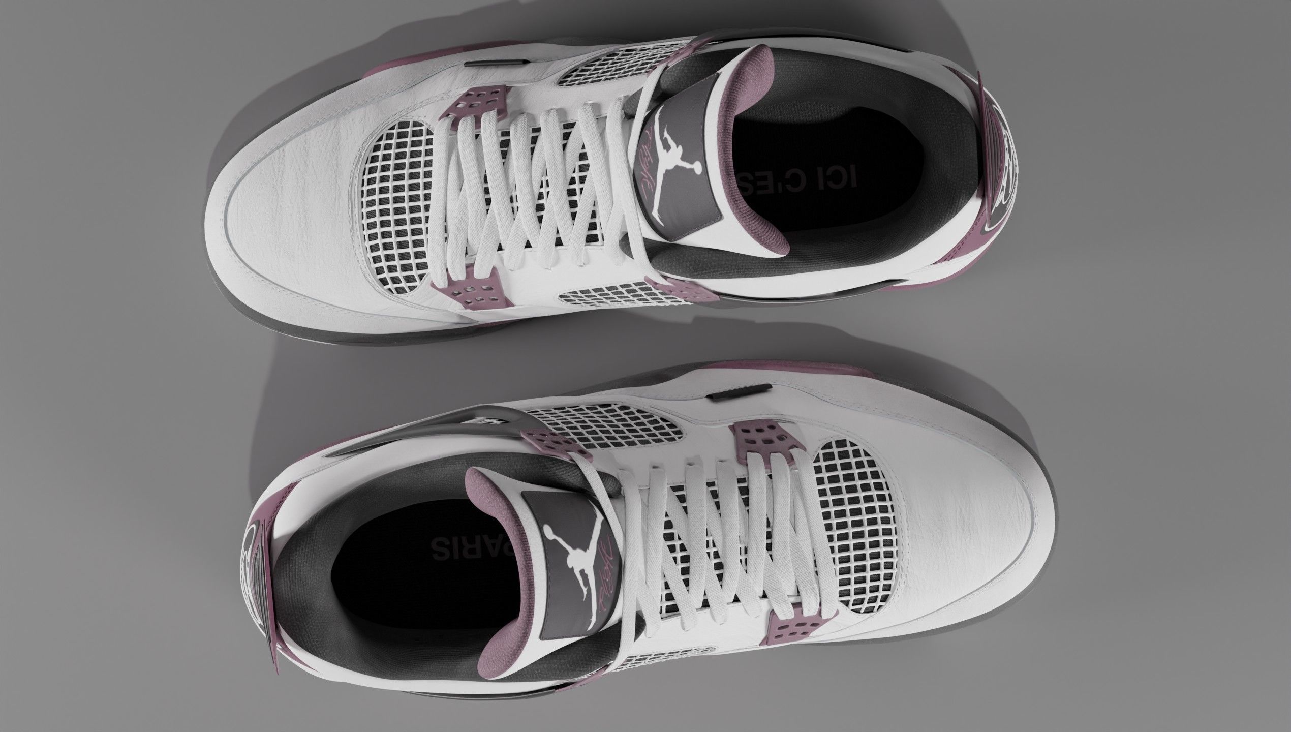 Nike Air Jordan 4 Retro PSG Paris Saint-Germain Shoe Low-poly 3D model_10