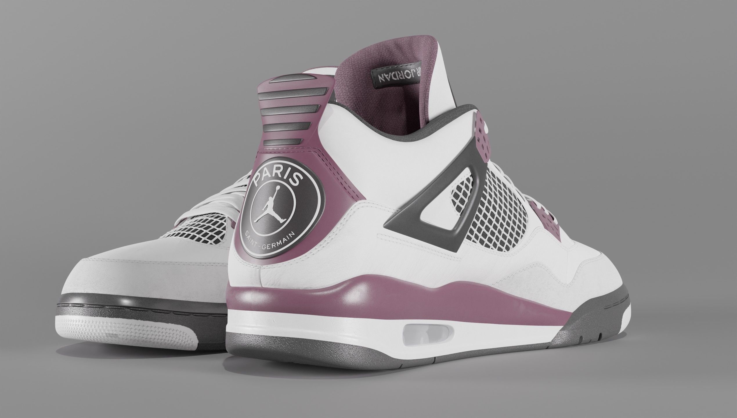 Nike Air Jordan 4 Retro PSG Paris Saint-Germain Shoe Low-poly 3D model_58