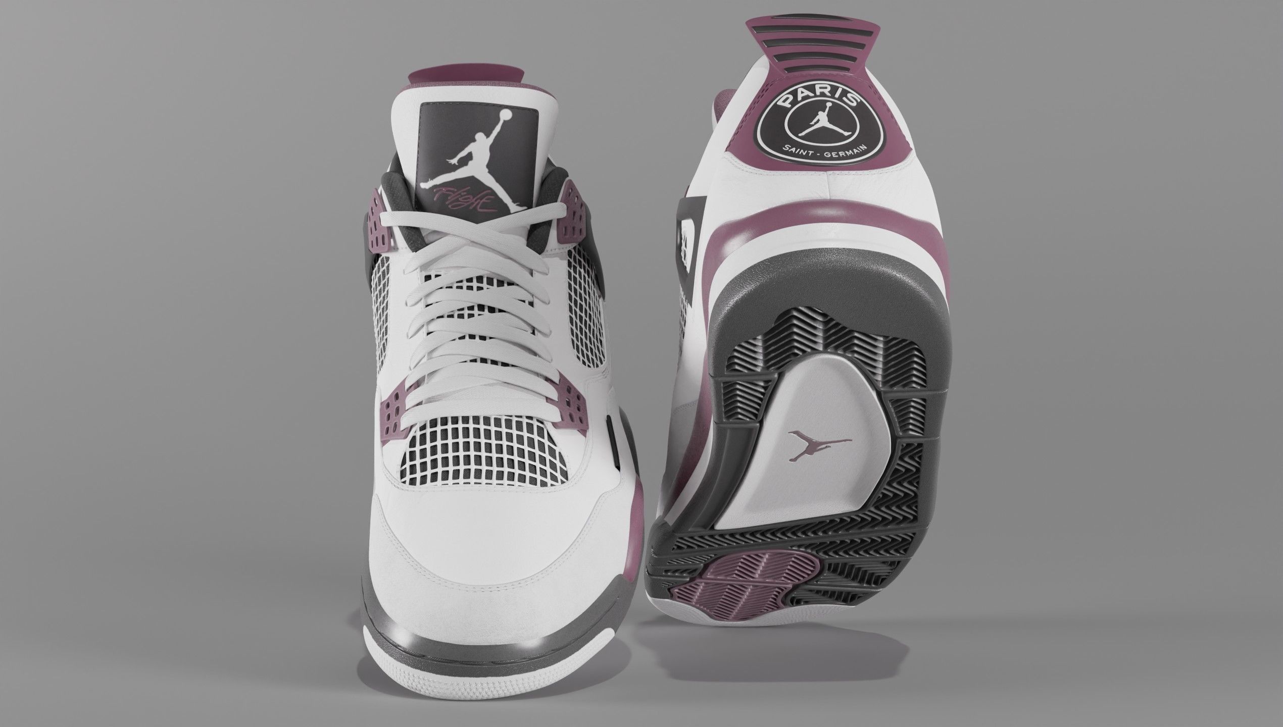 Nike Air Jordan 4 Retro PSG Paris Saint-Germain Shoe Low-poly 3D model_14