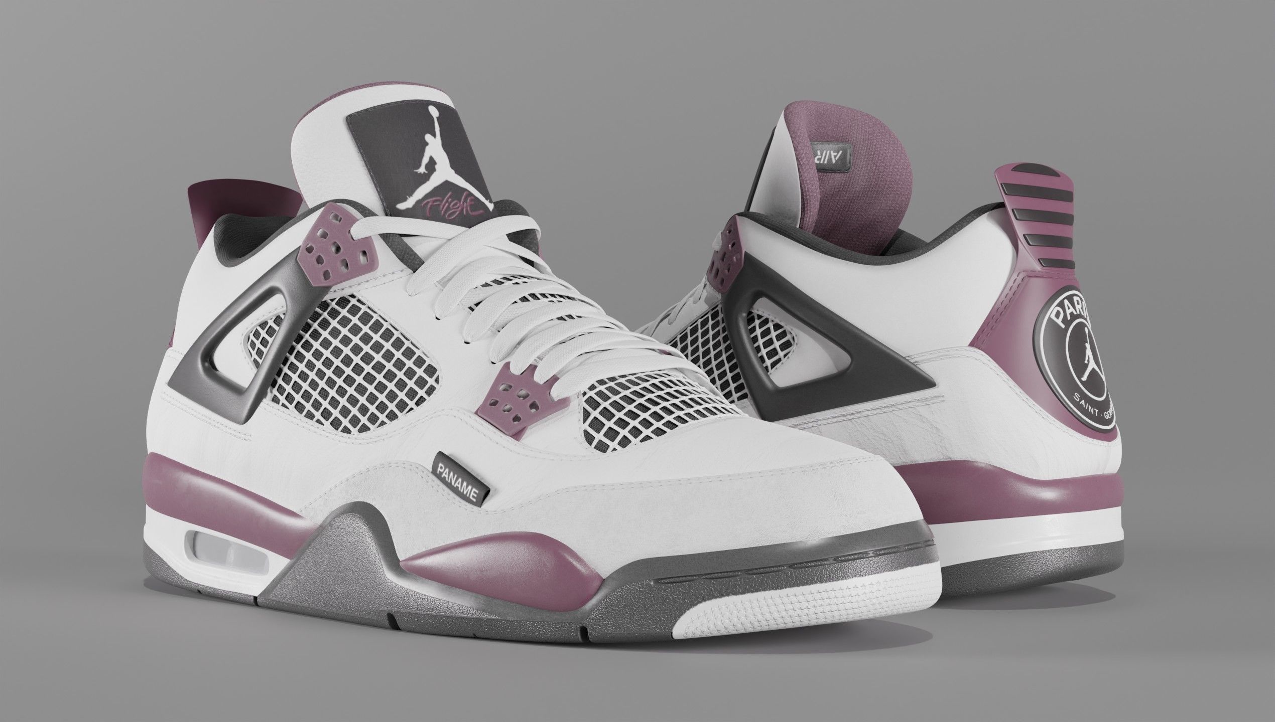 Nike Air Jordan 4 Retro PSG Paris Saint-Germain Shoe Low-poly 3D model_25