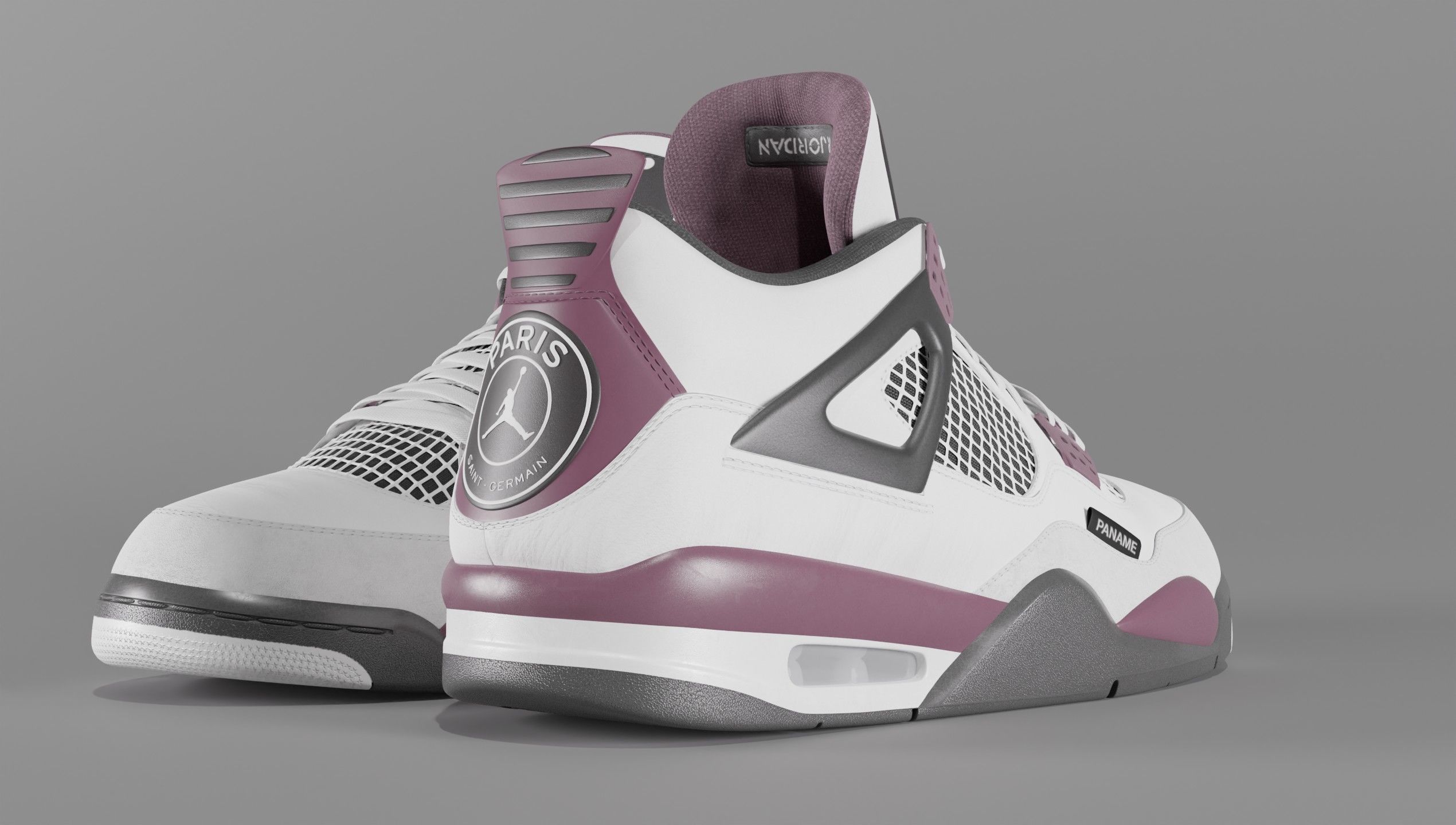 Nike Air Jordan 4 Retro PSG Paris Saint-Germain Shoe Low-poly 3D model_37