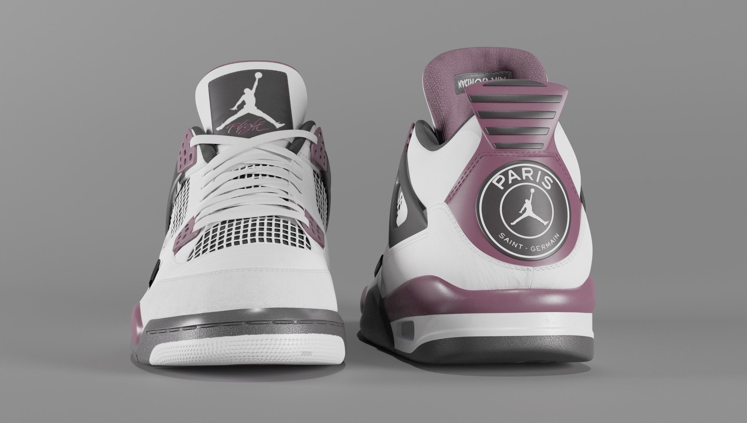 Nike Air Jordan 4 Retro PSG Paris Saint-Germain Shoe Low-poly 3D model_61