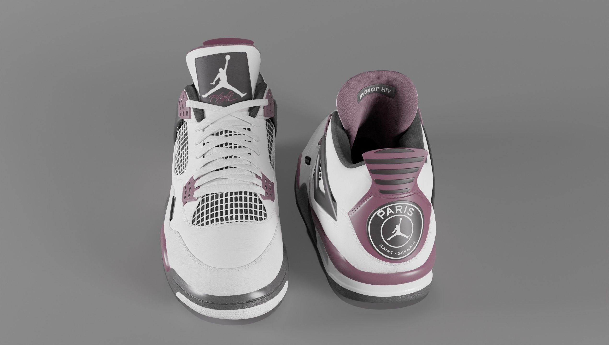 Nike Air Jordan 4 Retro PSG Paris Saint-Germain Shoe Low-poly 3D model_62