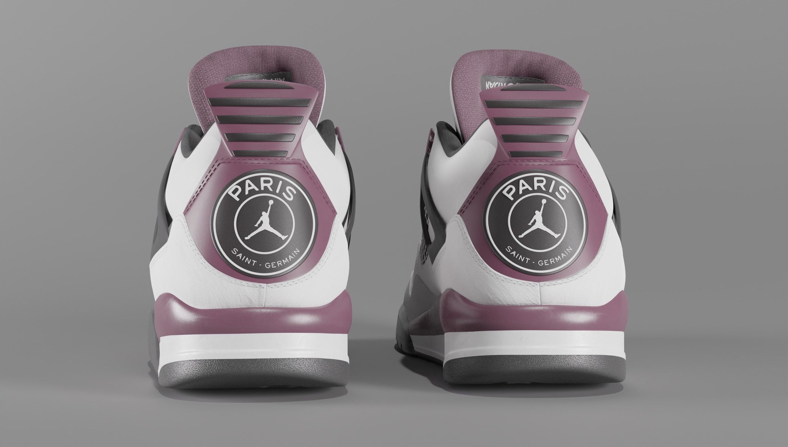 Nike Air Jordan 4 Retro PSG Paris Saint-Germain Shoe Low-poly 3D model_9