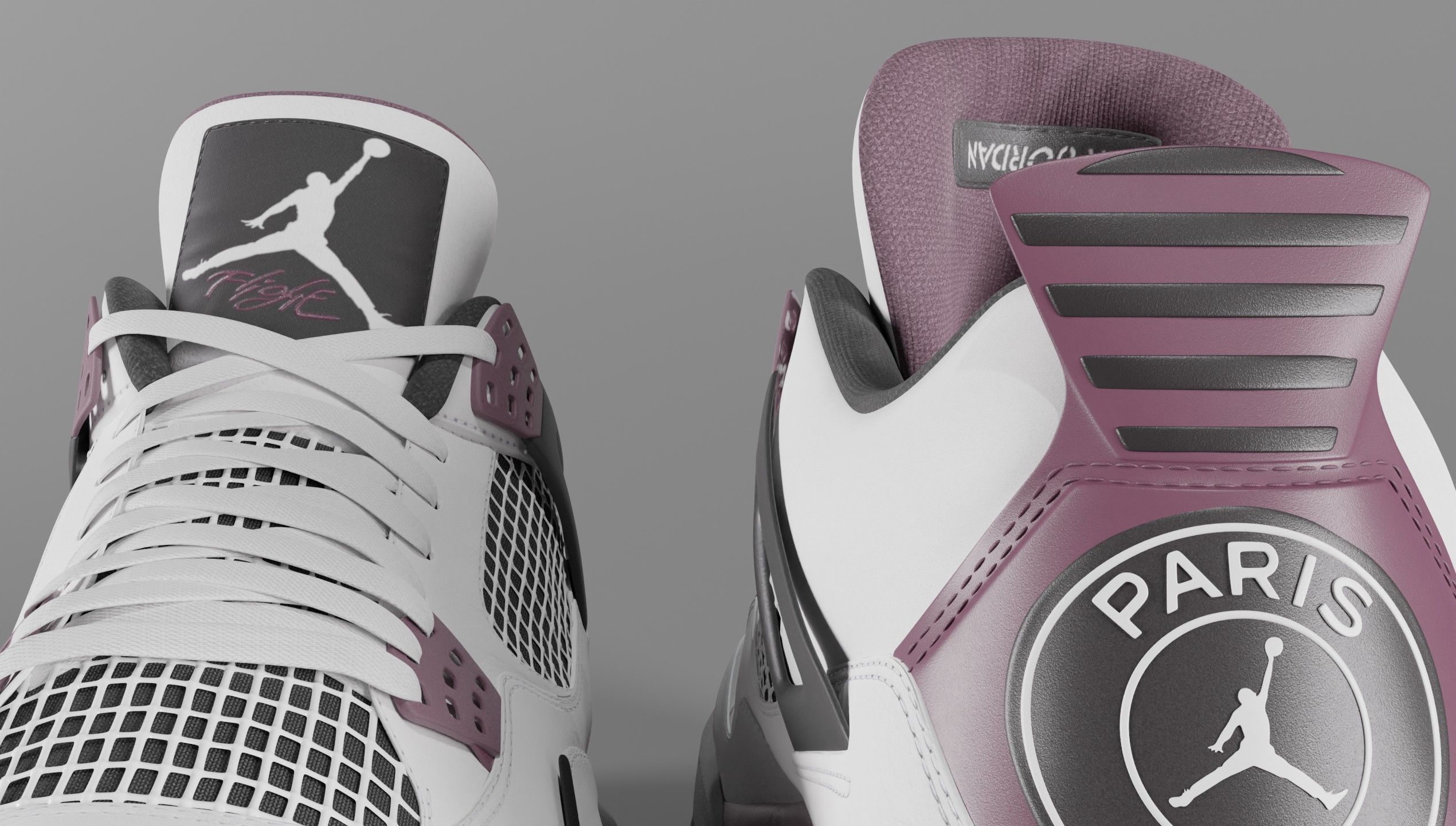 Nike Air Jordan 4 Retro PSG Paris Saint-Germain Shoe Low-poly 3D model_21