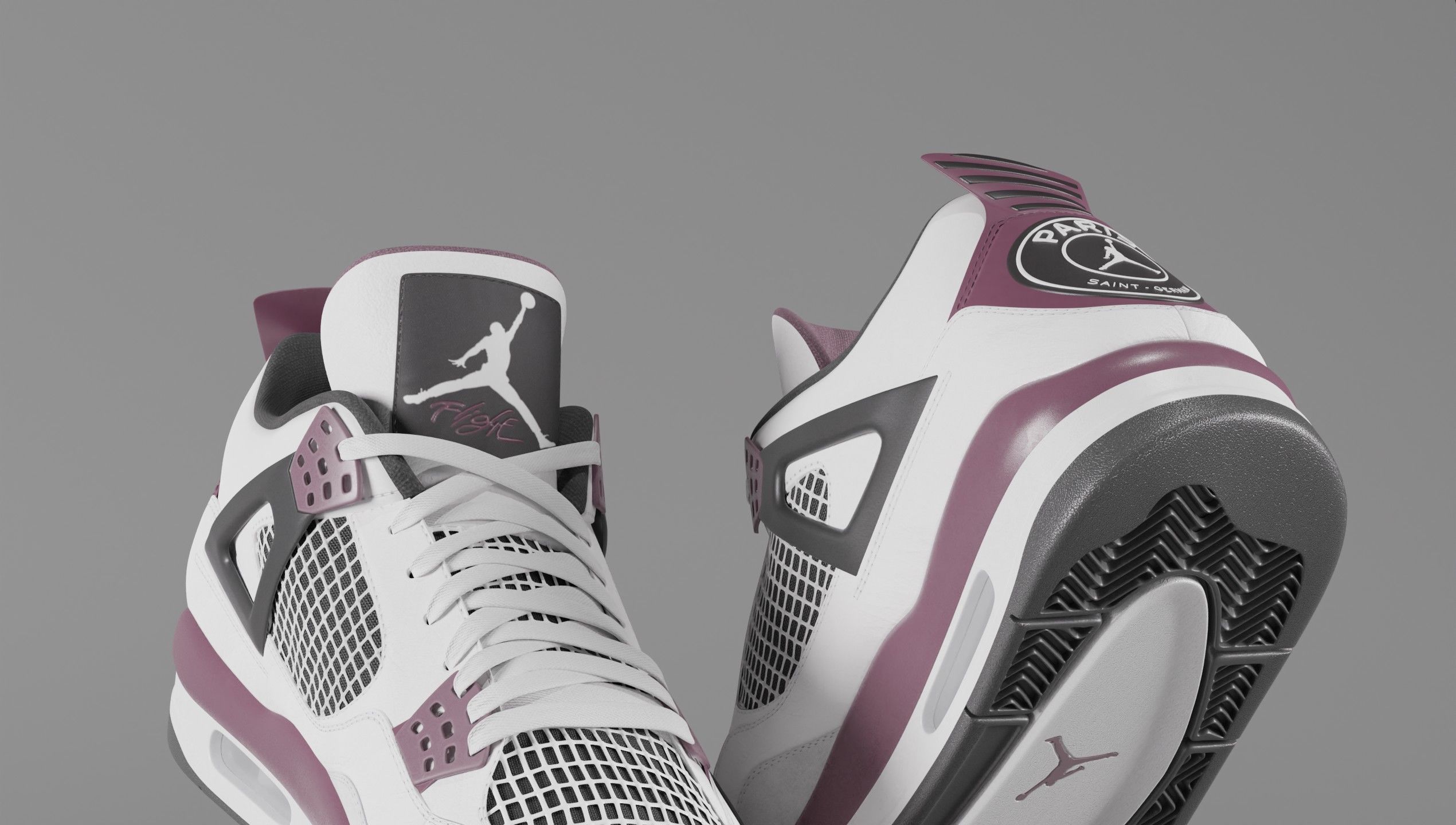 Nike Air Jordan 4 Retro PSG Paris Saint-Germain Shoe Low-poly 3D model_15