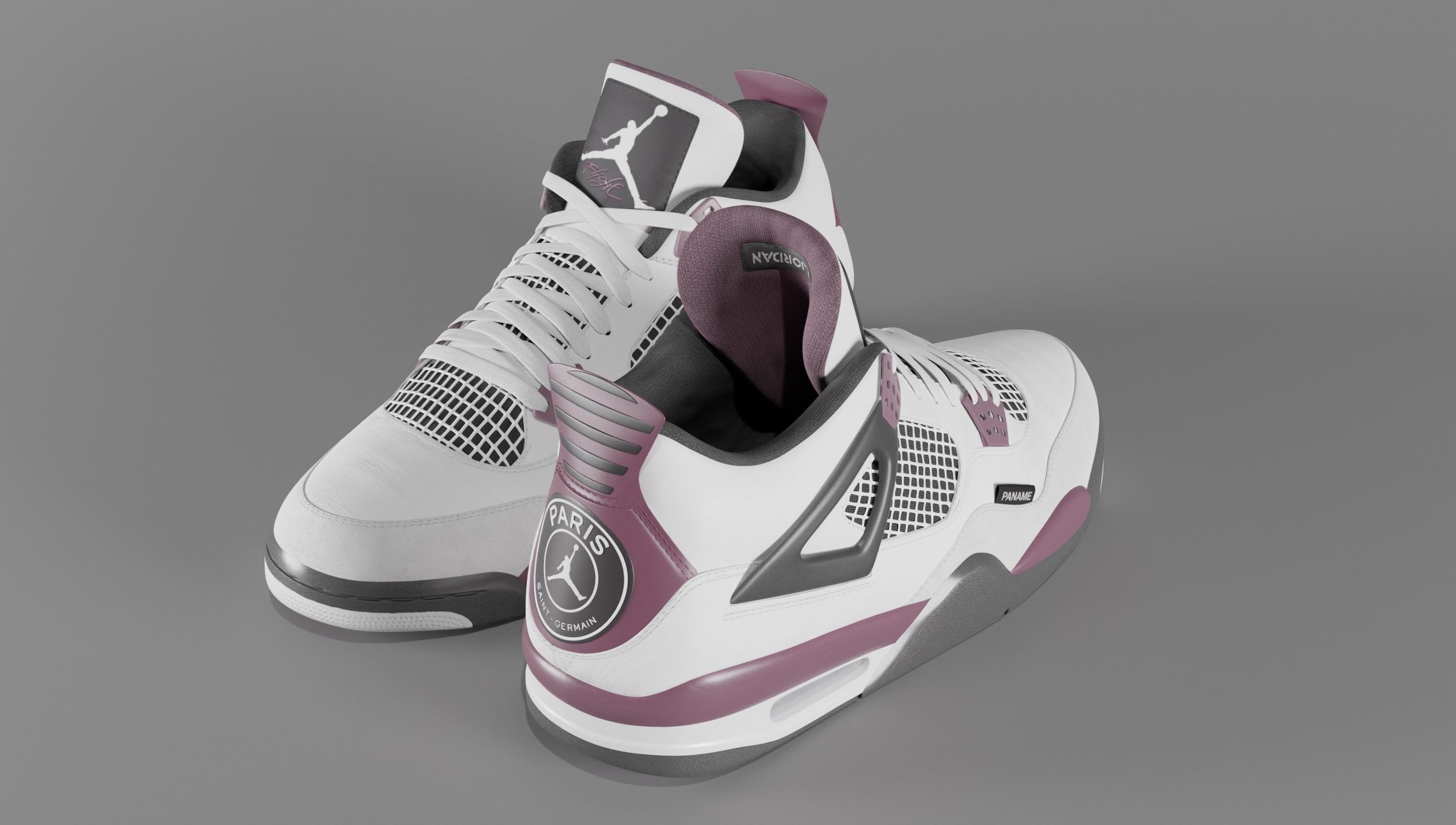 Nike Air Jordan 4 Retro PSG Paris Saint-Germain Shoe Low-poly 3D model_39