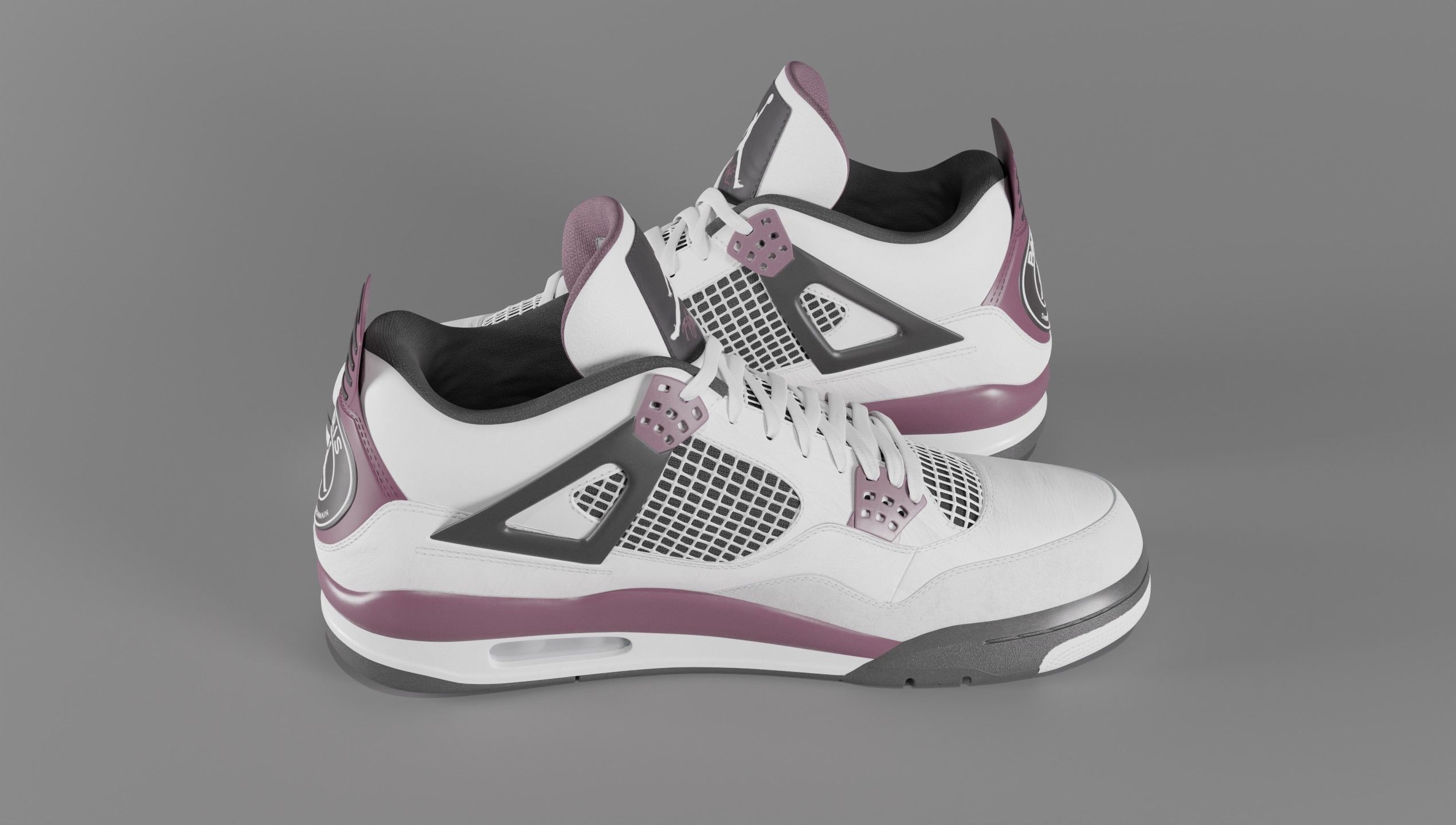 Nike Air Jordan 4 Retro PSG Paris Saint-Germain Shoe Low-poly 3D model_54