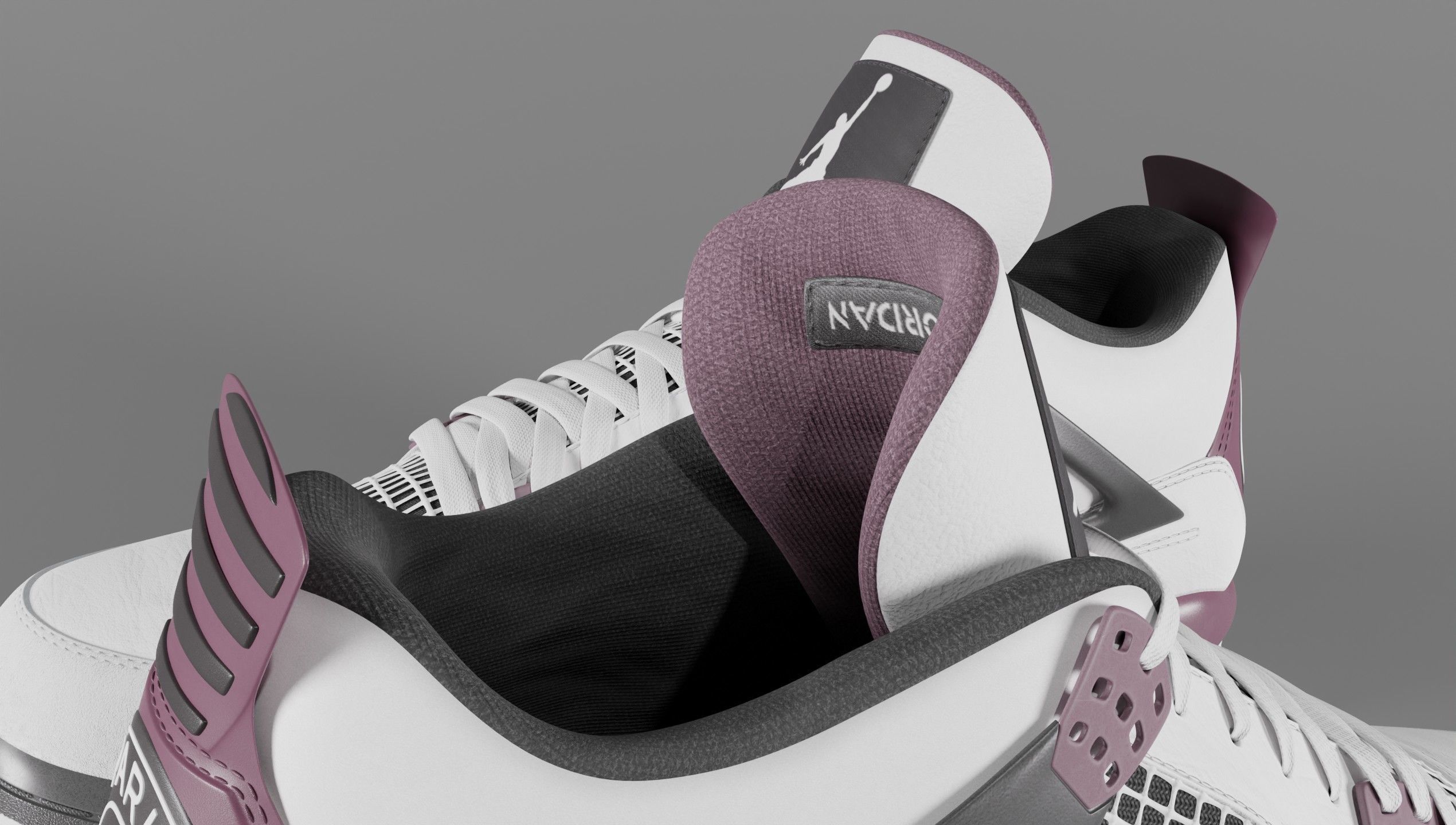 Nike Air Jordan 4 Retro PSG Paris Saint-Germain Shoe Low-poly 3D model_56