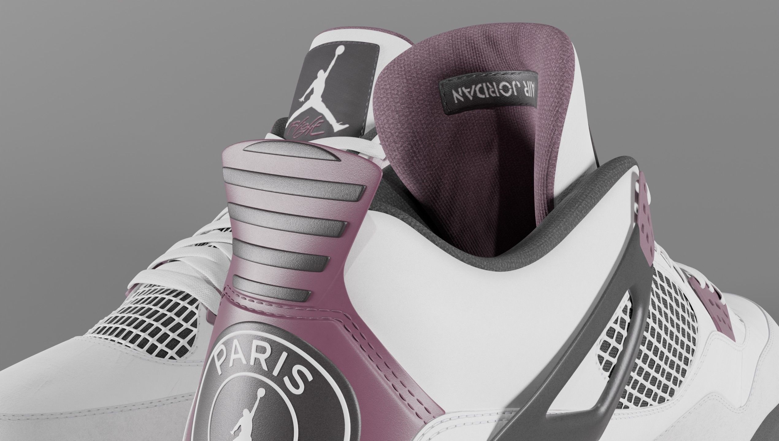 Nike Air Jordan 4 Retro PSG Paris Saint-Germain Shoe Low-poly 3D model_60