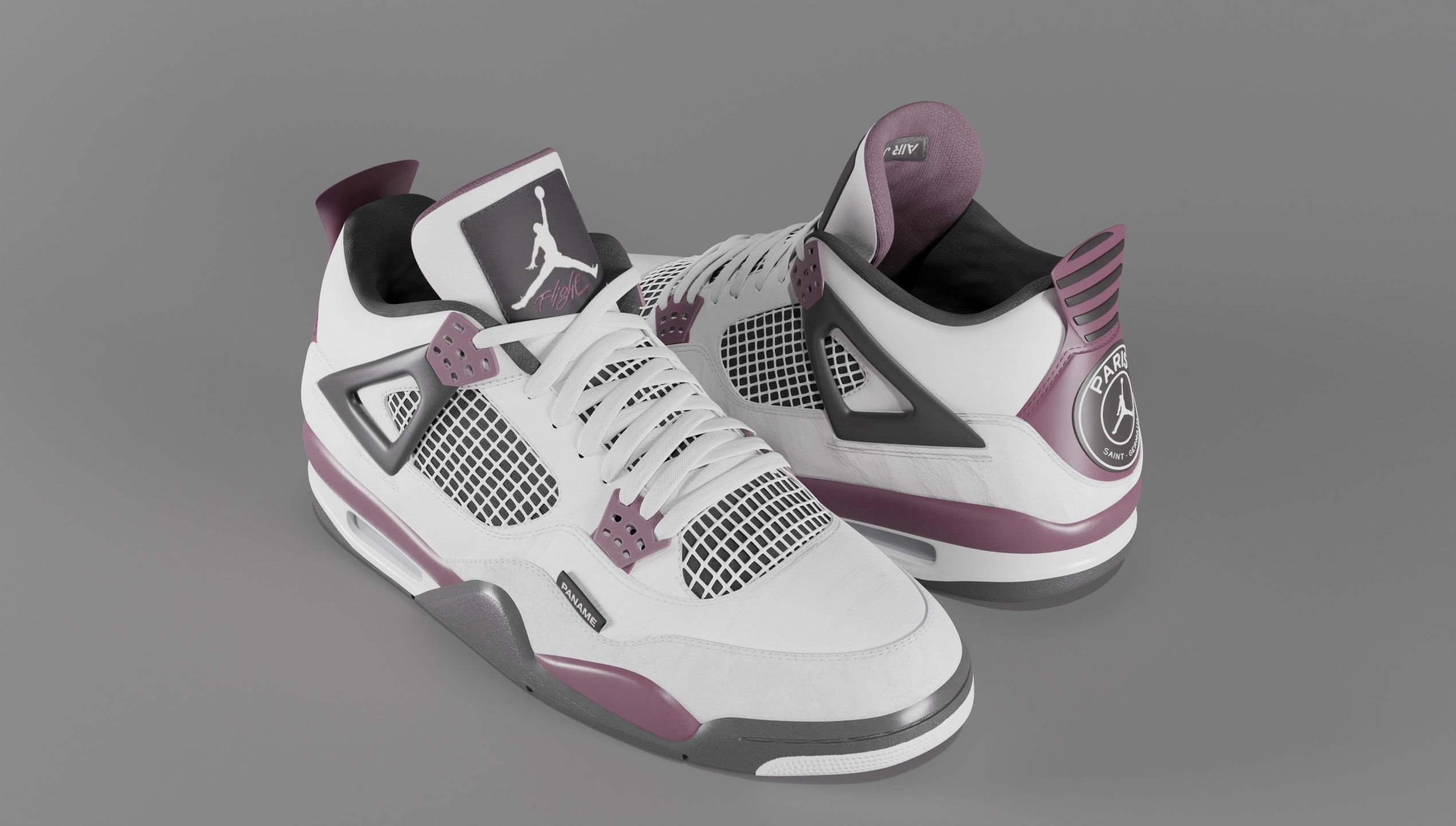 Nike Air Jordan 4 Retro PSG Paris Saint-Germain Shoe Low-poly 3D model_27