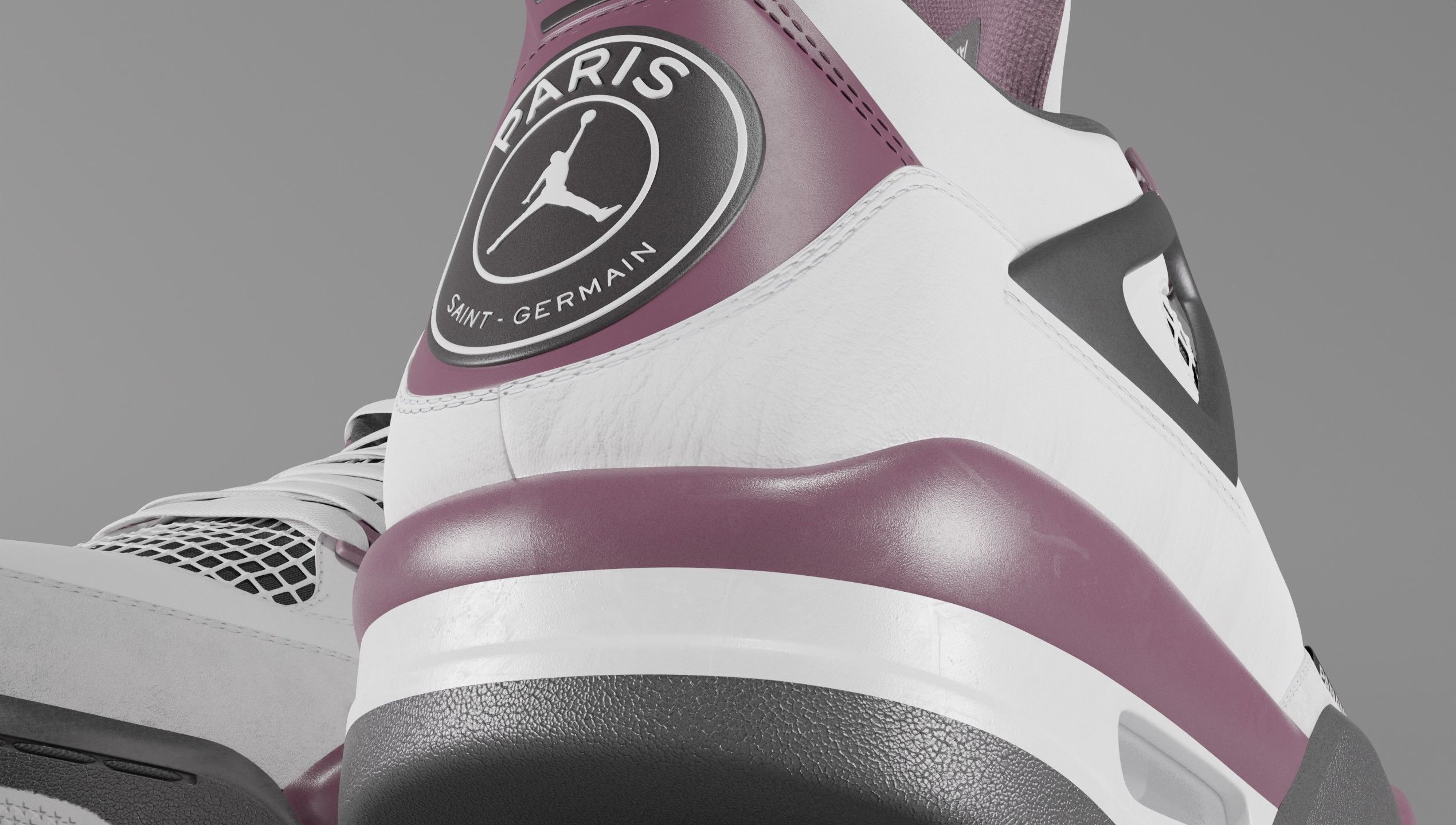 Nike Air Jordan 4 Retro PSG Paris Saint-Germain Shoe Low-poly 3D model_43
