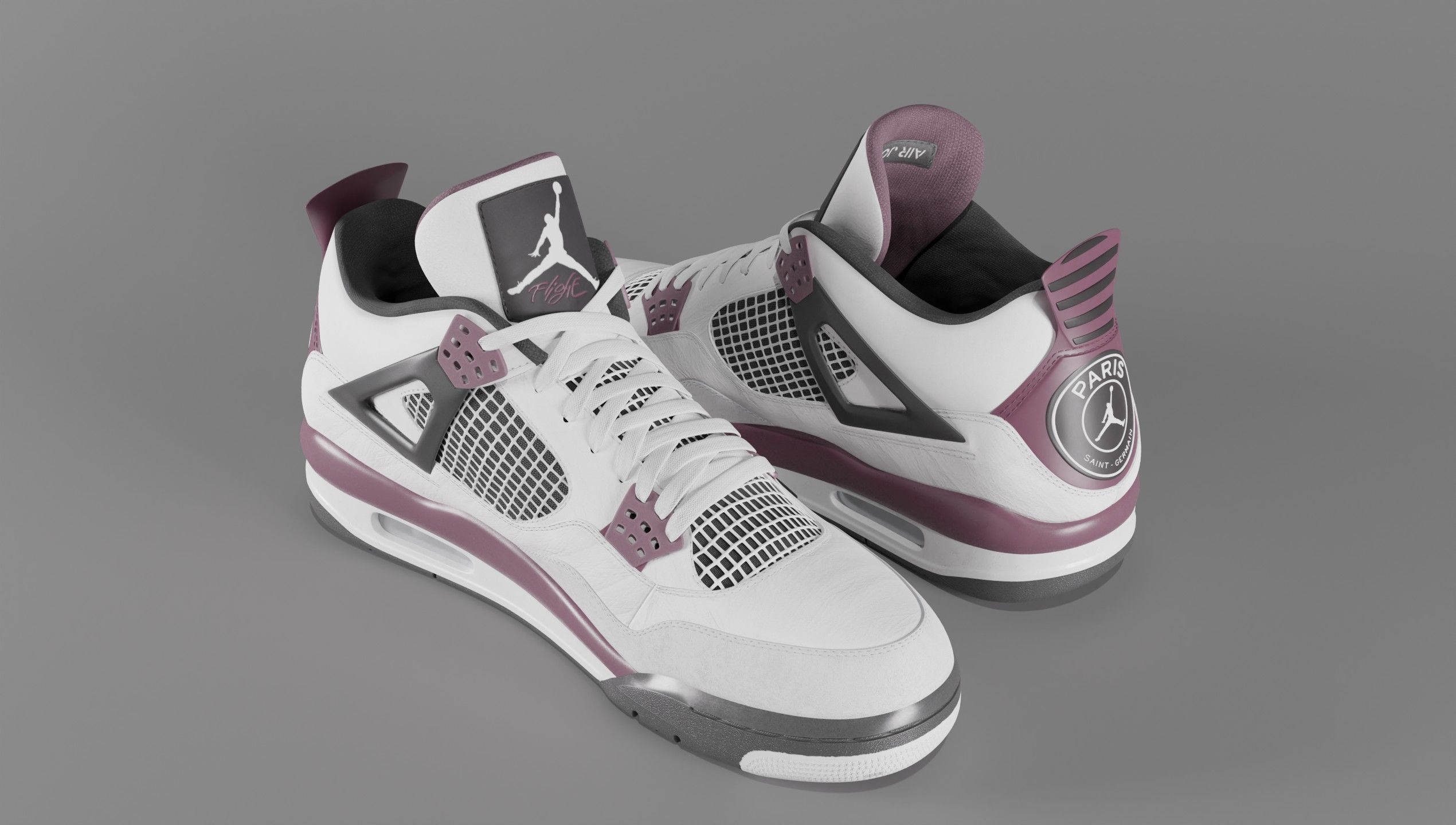 Nike Air Jordan 4 Retro PSG Paris Saint-Germain Shoe Low-poly 3D model_52