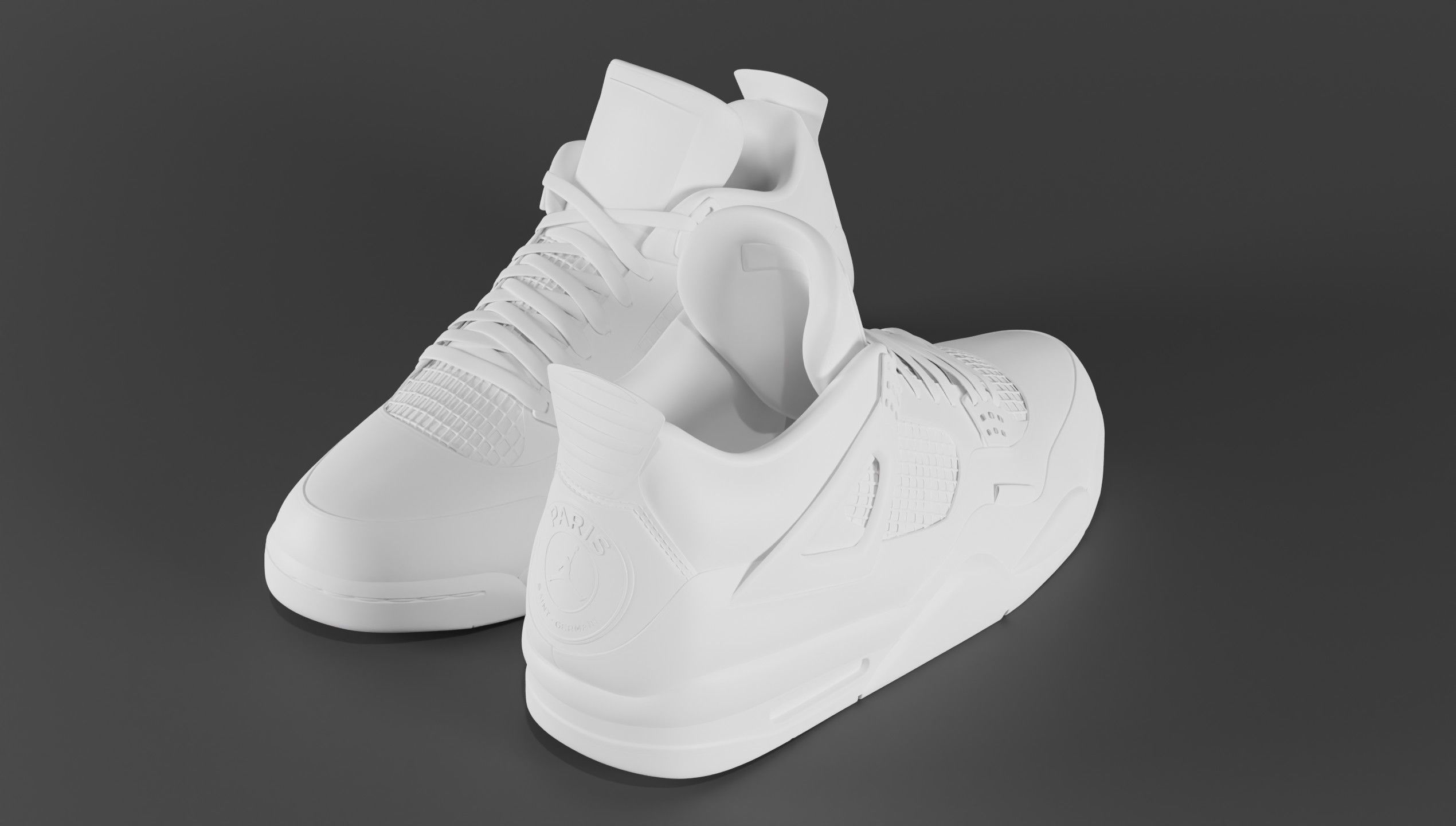 Nike Air Jordan 4 Retro PSG Paris Saint-Germain Shoe Low-poly 3D model_40