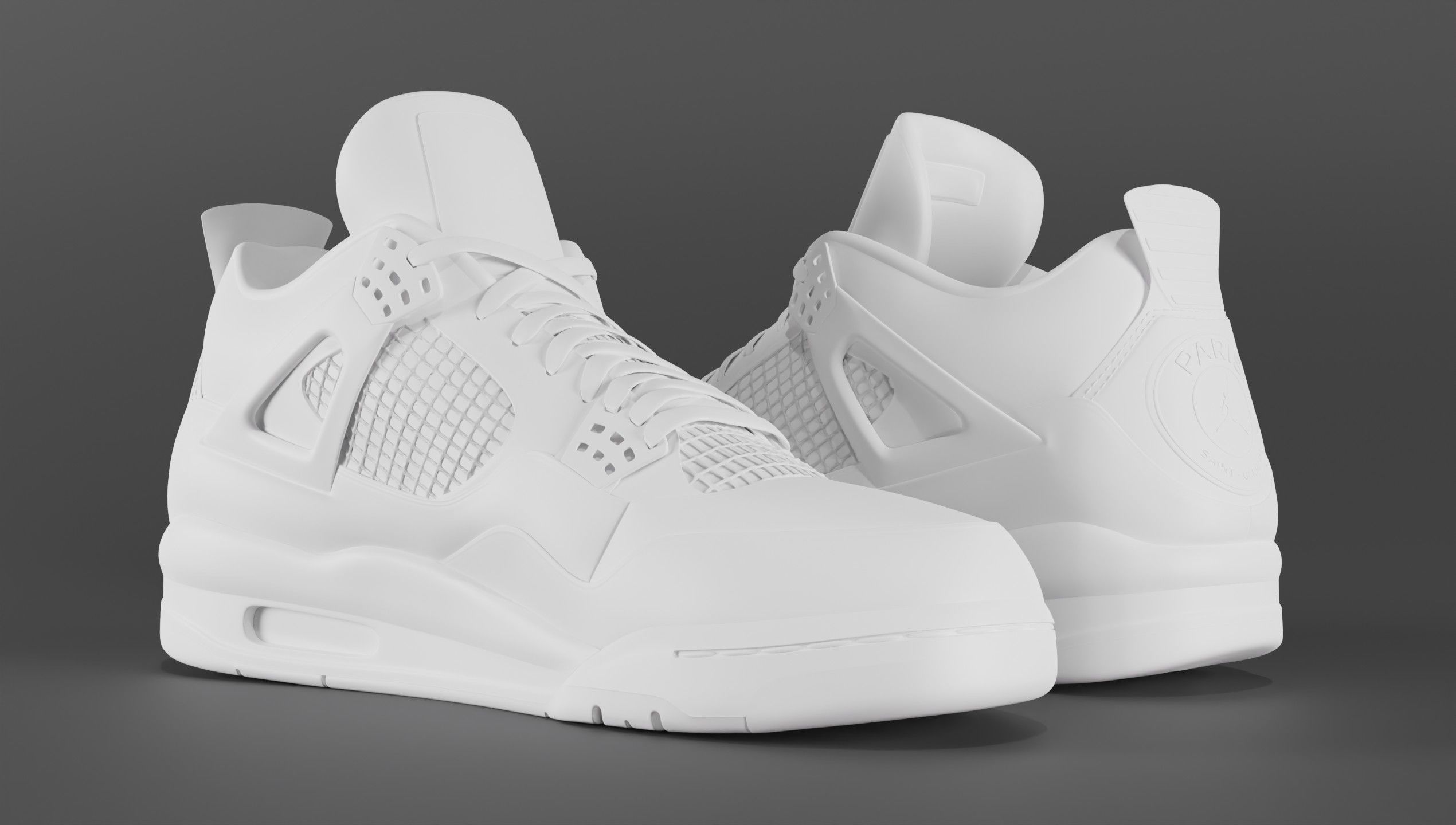 Nike Air Jordan 4 Retro PSG Paris Saint-Germain Shoe Low-poly 3D model_51