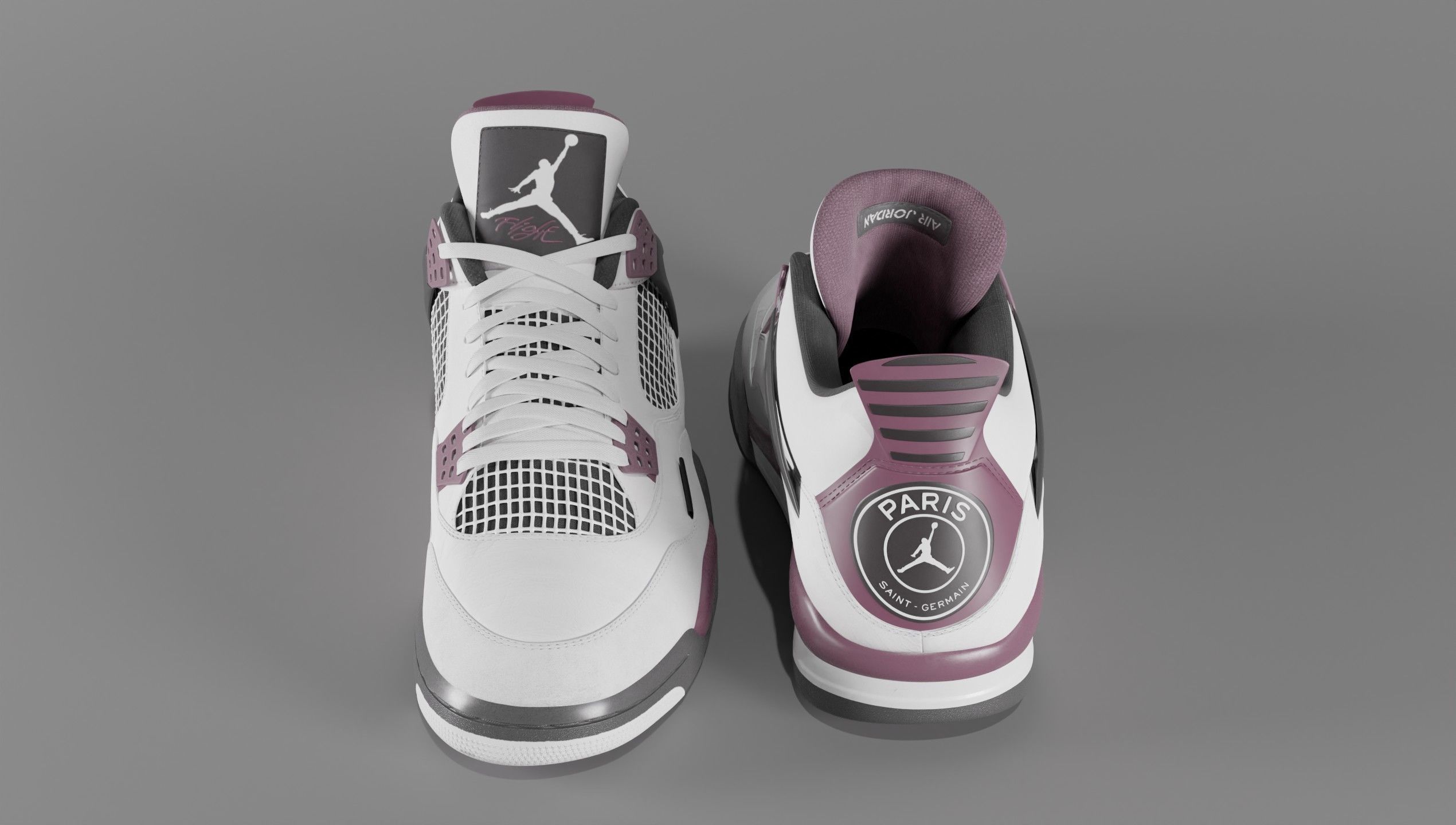 Nike Air Jordan 4 Retro PSG Paris Saint-Germain Shoe Low-poly 3D model_47