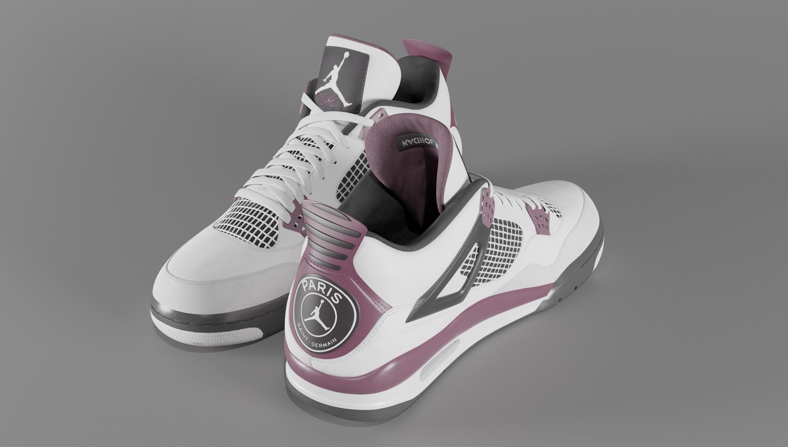 Nike Air Jordan 4 Retro PSG Paris Saint-Germain Shoe Low-poly 3D model_59
