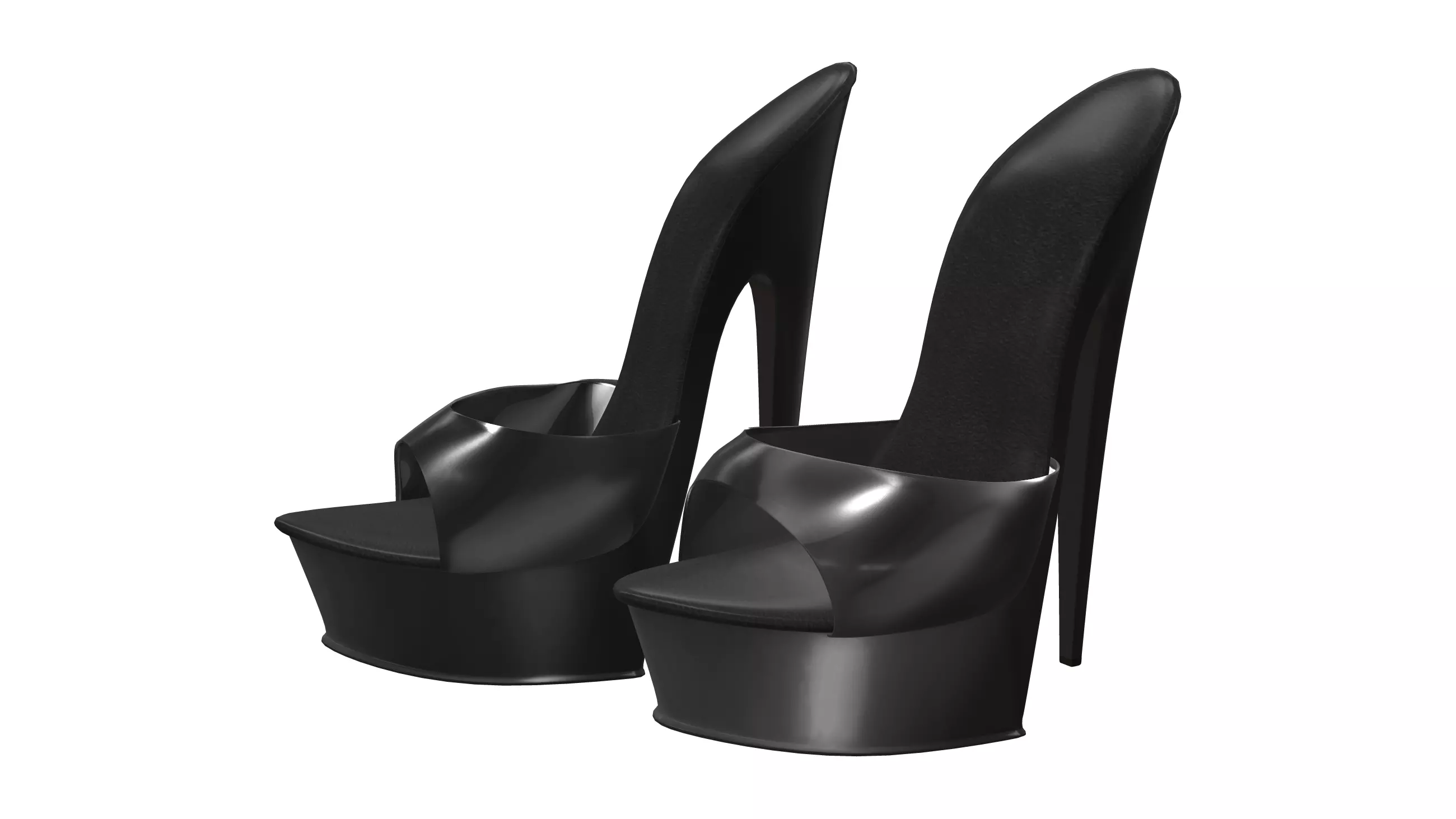 High Heel Mules Low-poly 3D model