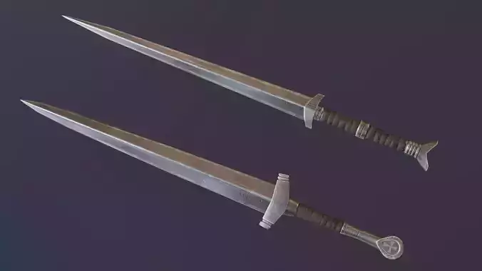 Two low-poly swords 3D models