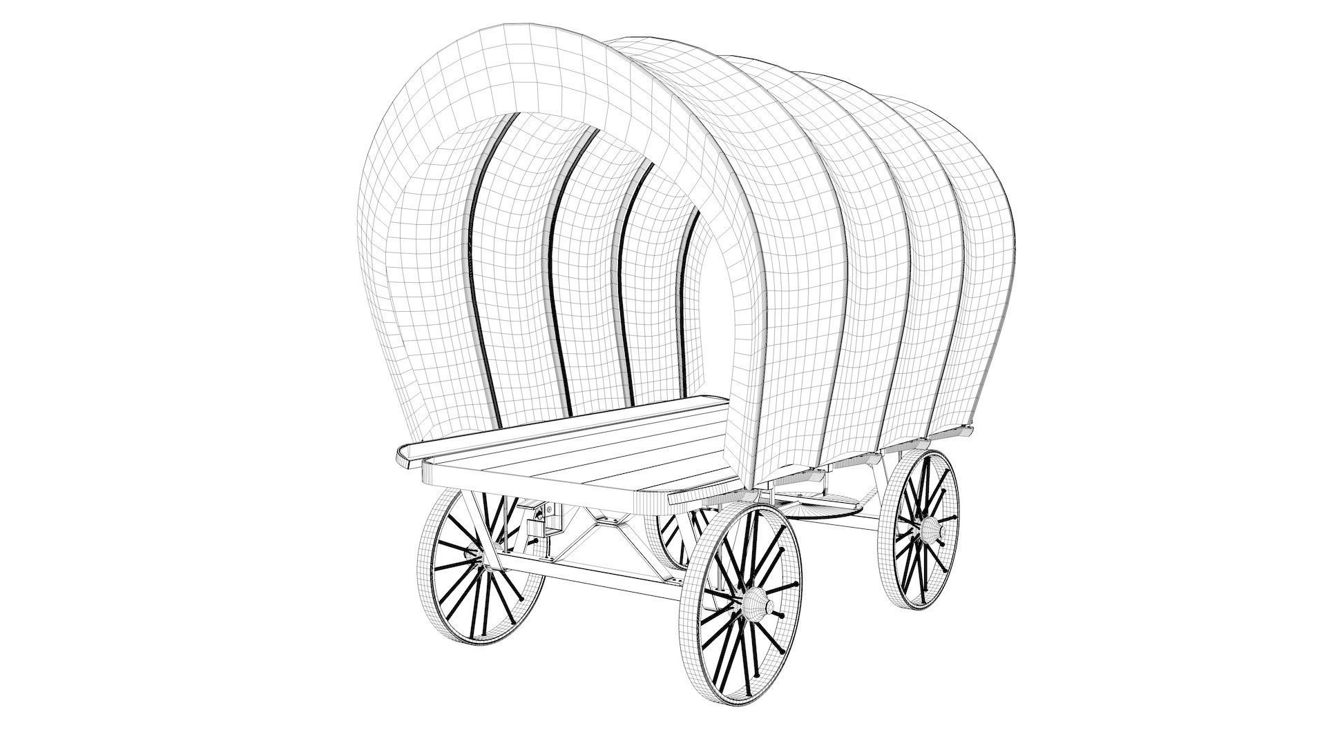 Covered Flatbed Wagon 3D model_7