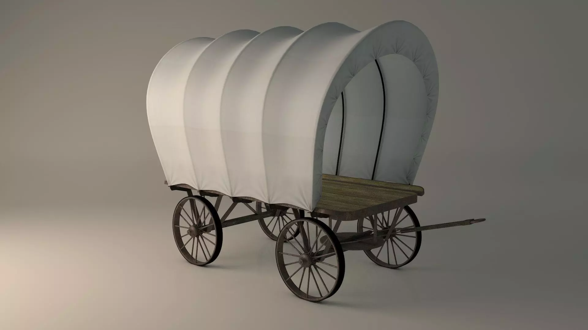 Covered Flatbed Wagon 3D model_0