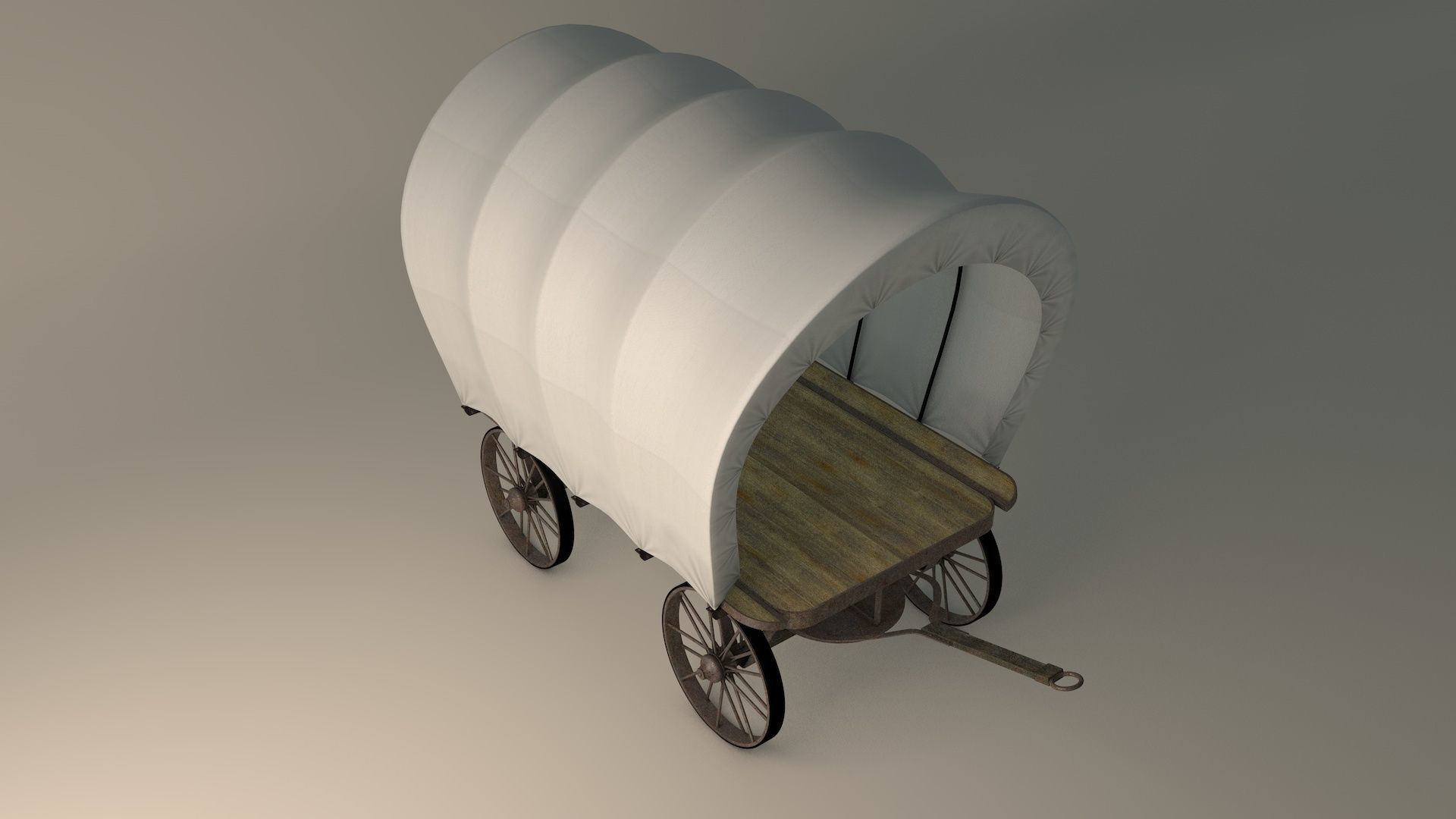 Covered Flatbed Wagon 3D model_2