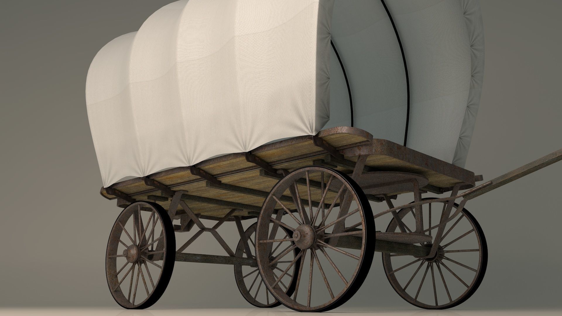Covered Flatbed Wagon 3D model_1