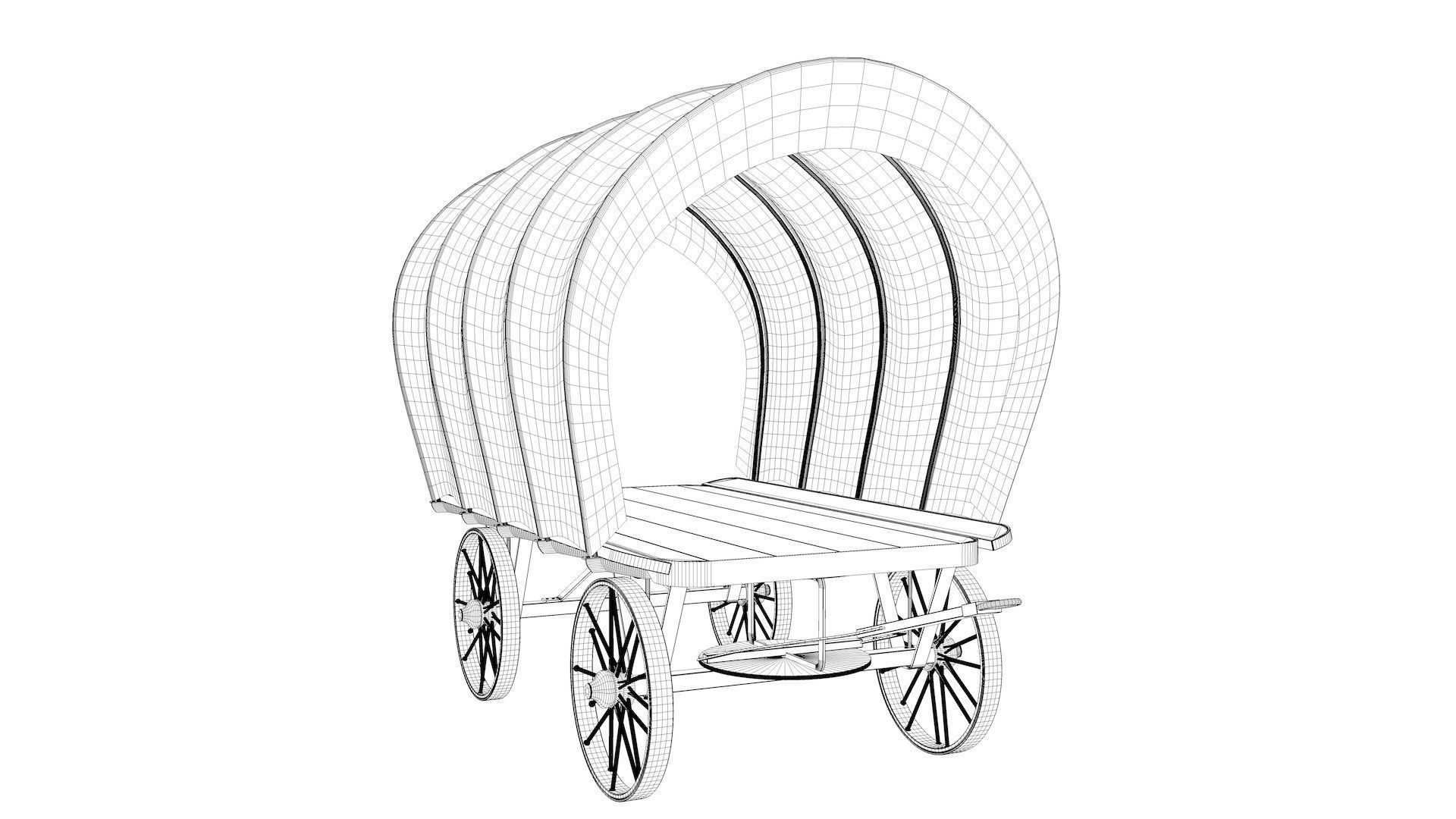 Covered Flatbed Wagon 3D model_8