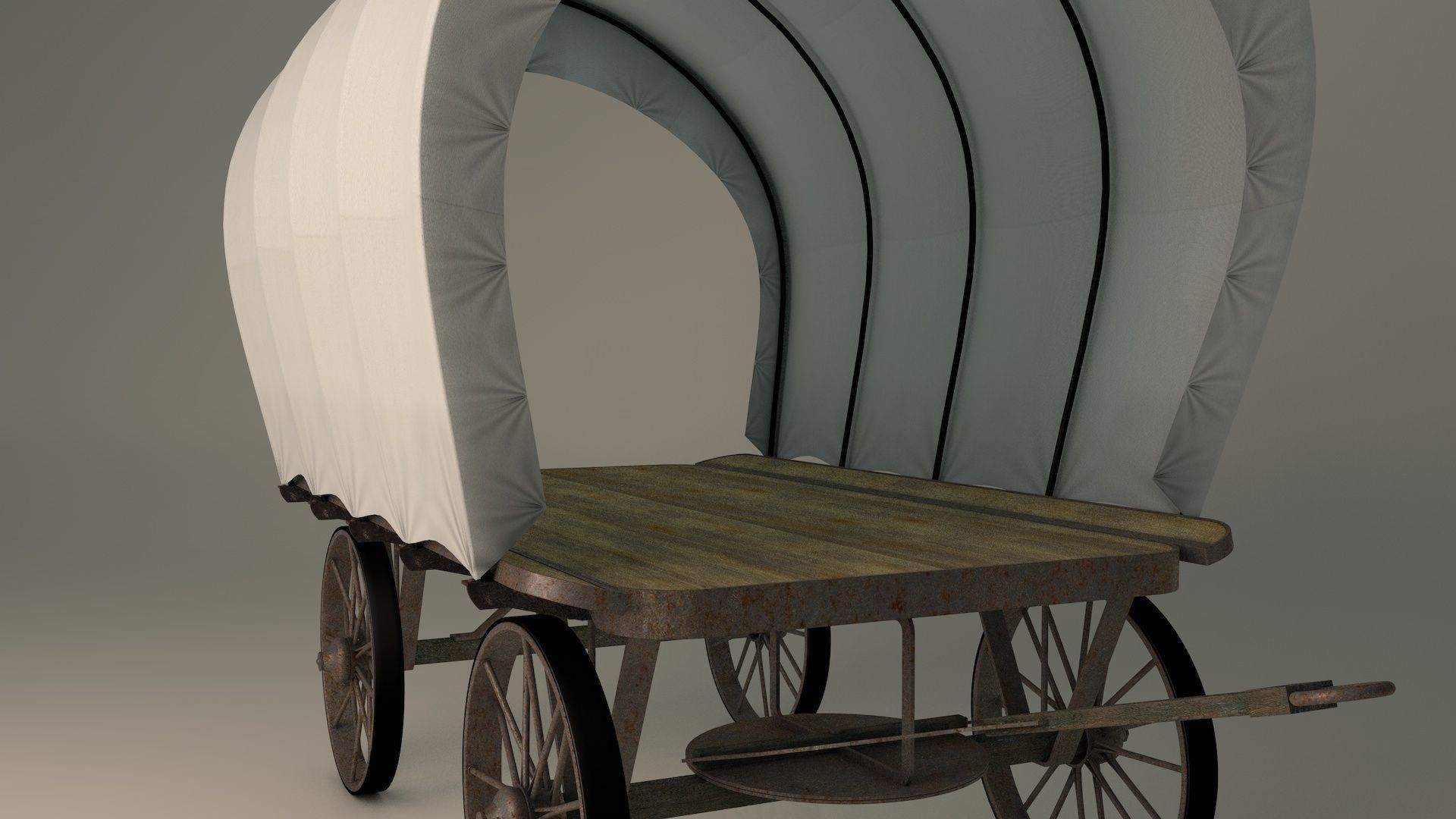 Covered Flatbed Wagon 3D model_4