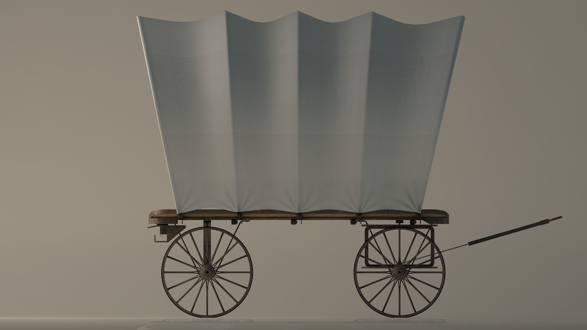 Covered Flatbed Wagon 3D model_5