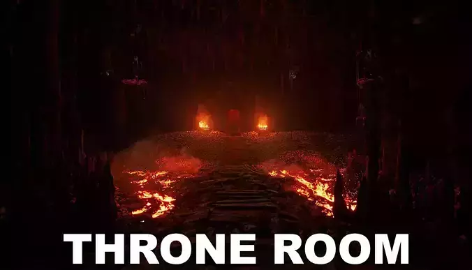 Throne Room Environment in Unreal Engine Low-poly 3D model