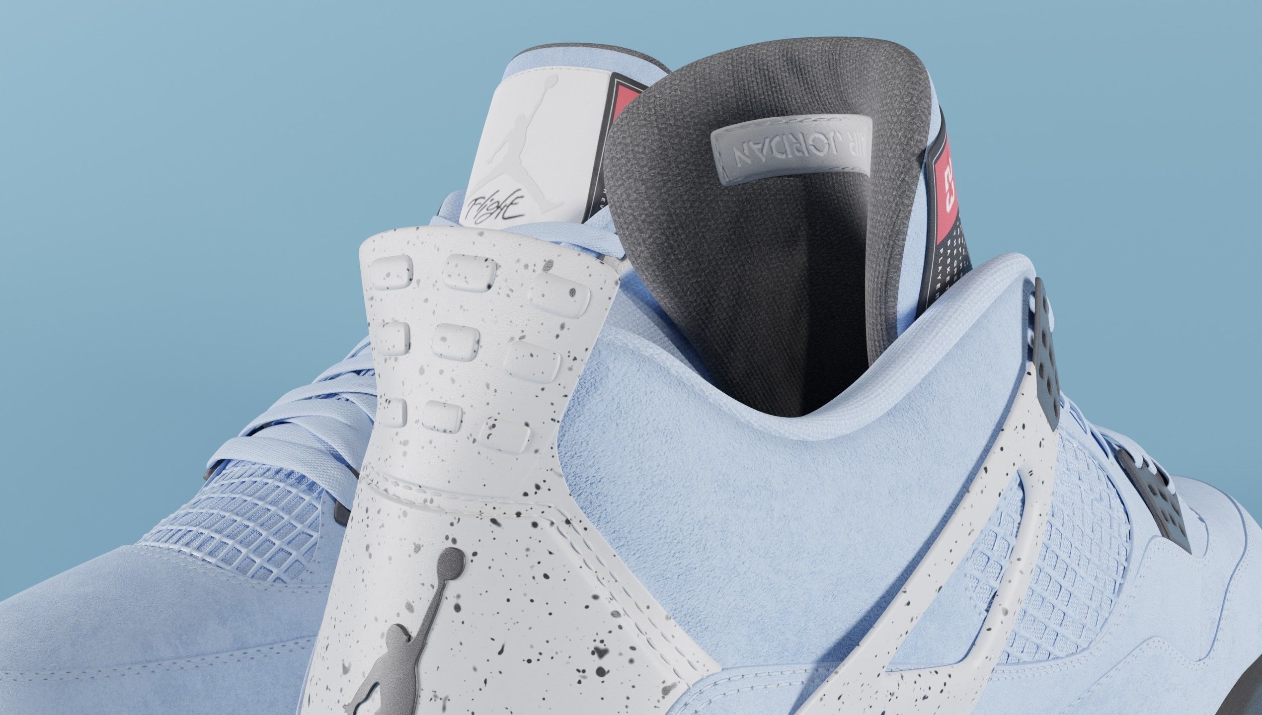 Nike Air Jordan 4 University Blue Shoe Low-poly 3D model_59