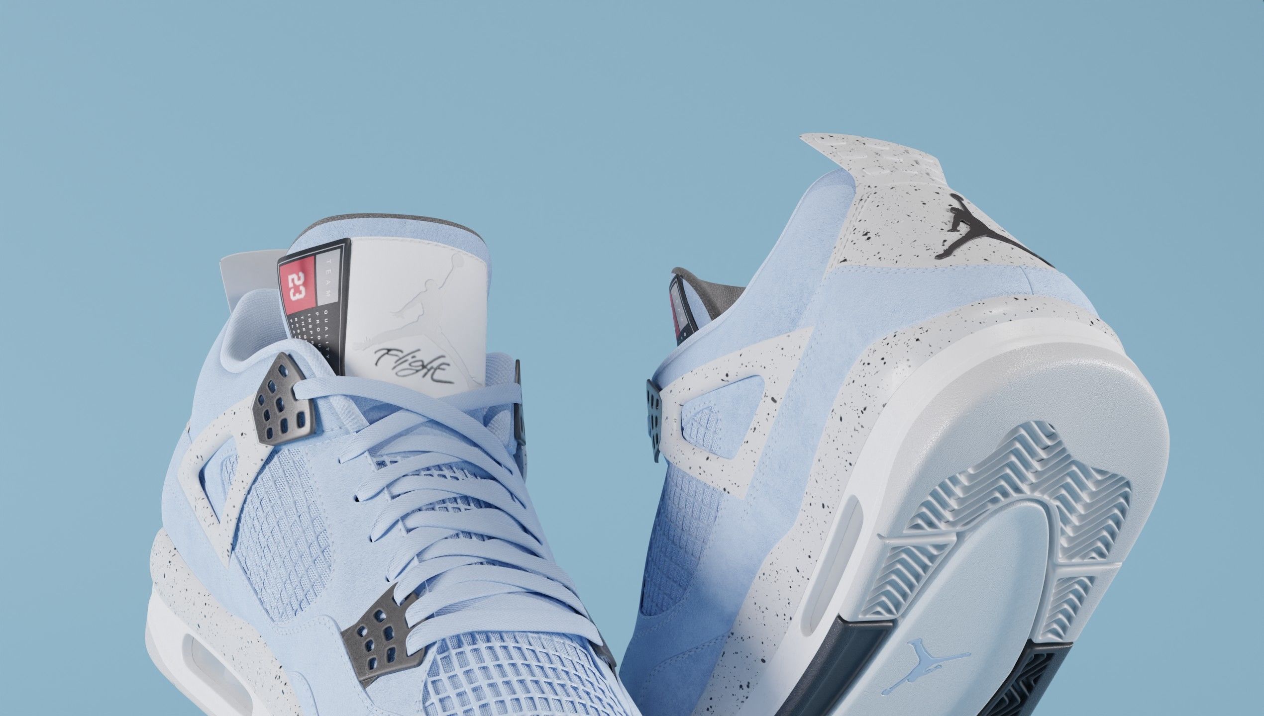 Nike Air Jordan 4 University Blue Shoe Low-poly 3D model_15