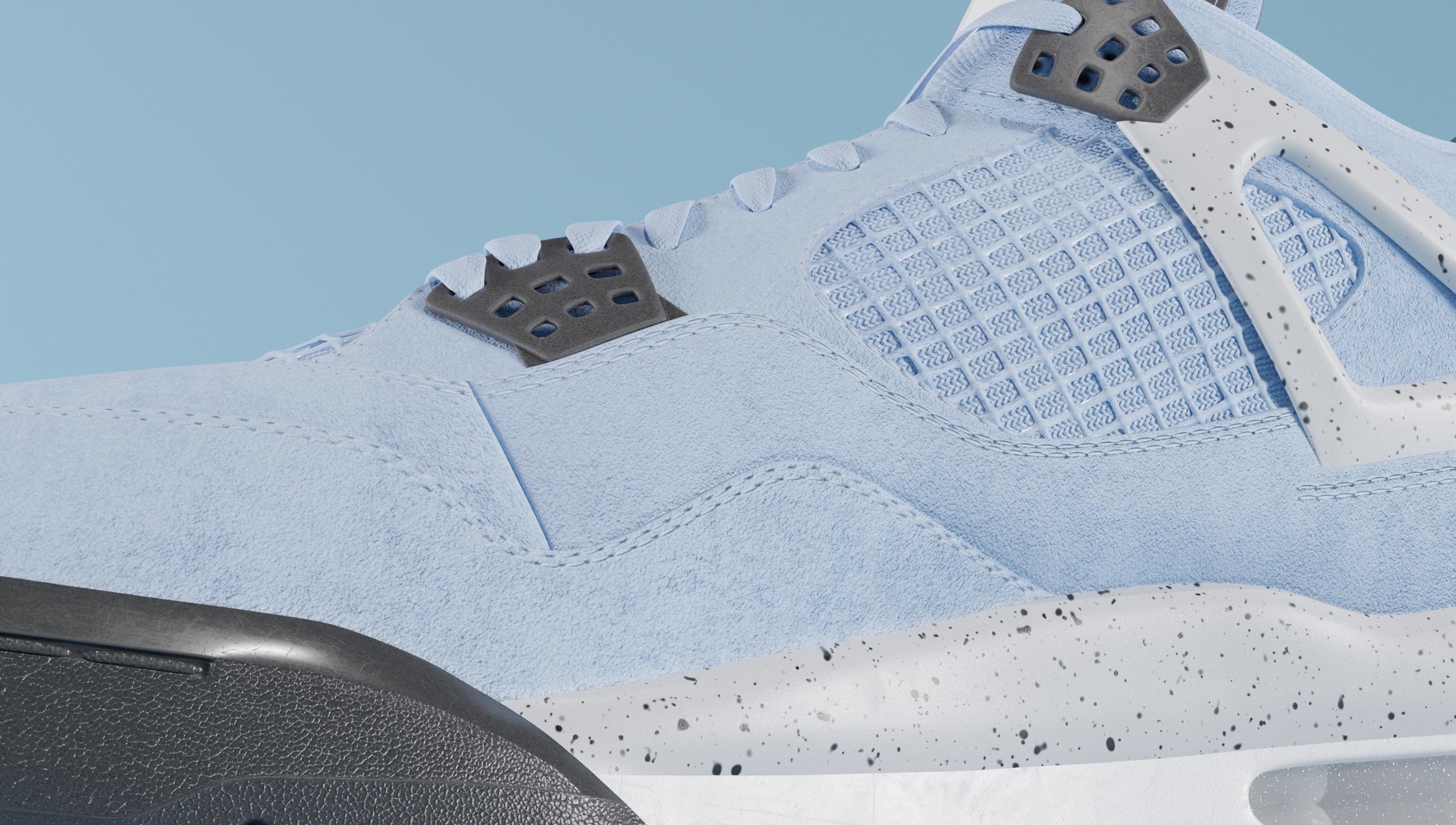 Nike Air Jordan 4 University Blue Shoe Low-poly 3D model_21
