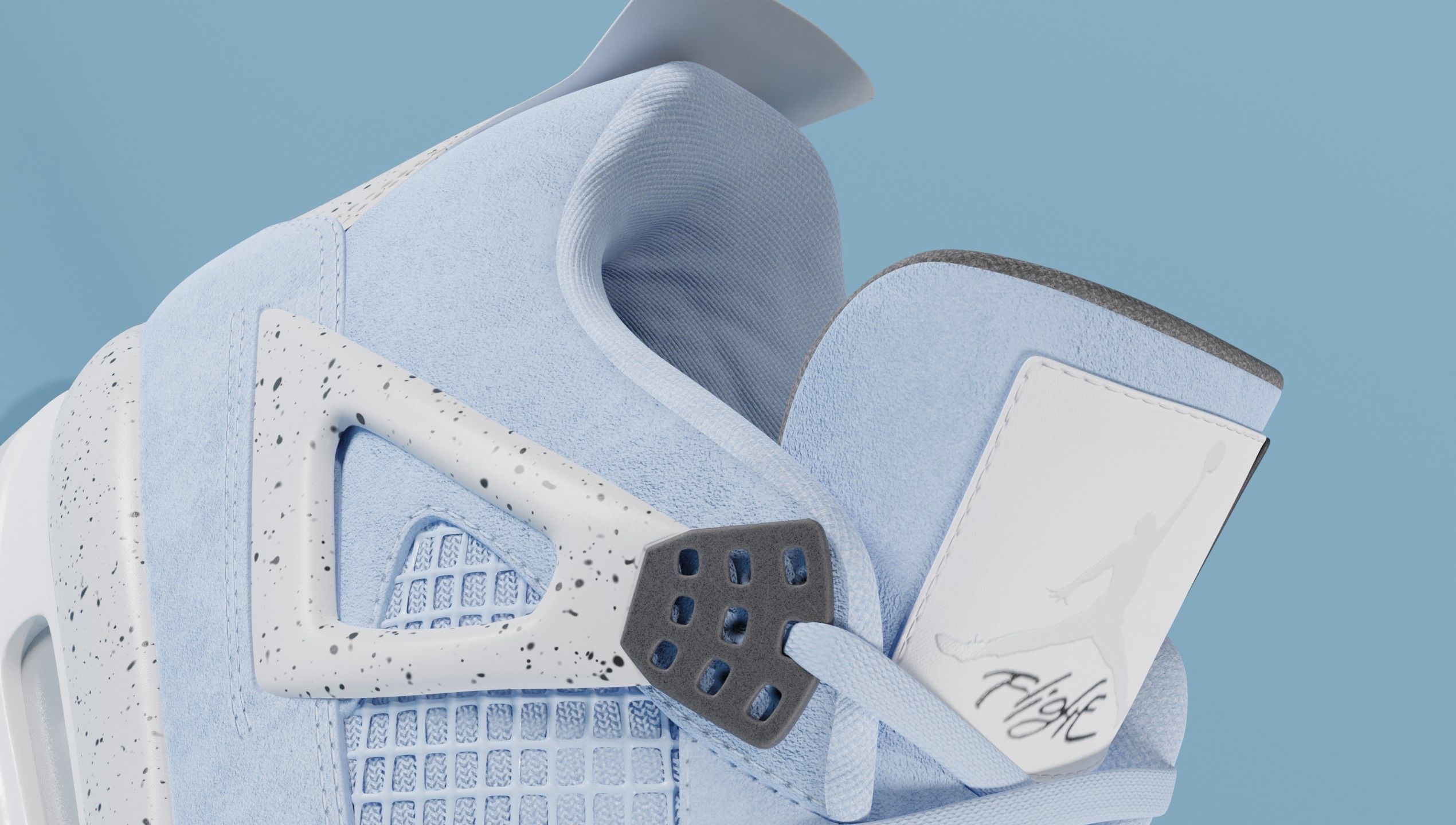 Nike Air Jordan 4 University Blue Shoe Low-poly 3D model_2