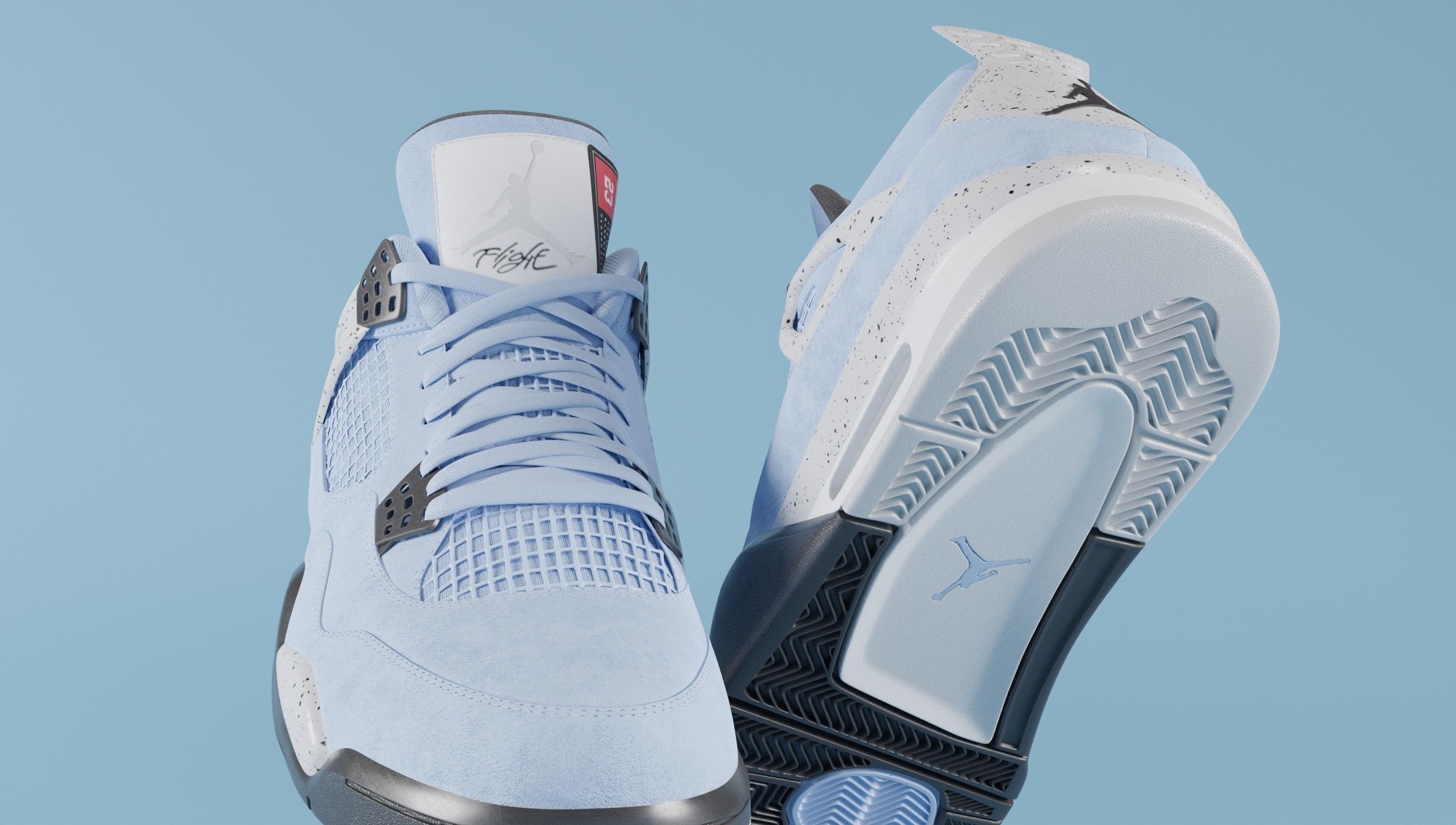 Nike Air Jordan 4 University Blue Shoe Low-poly 3D model_13