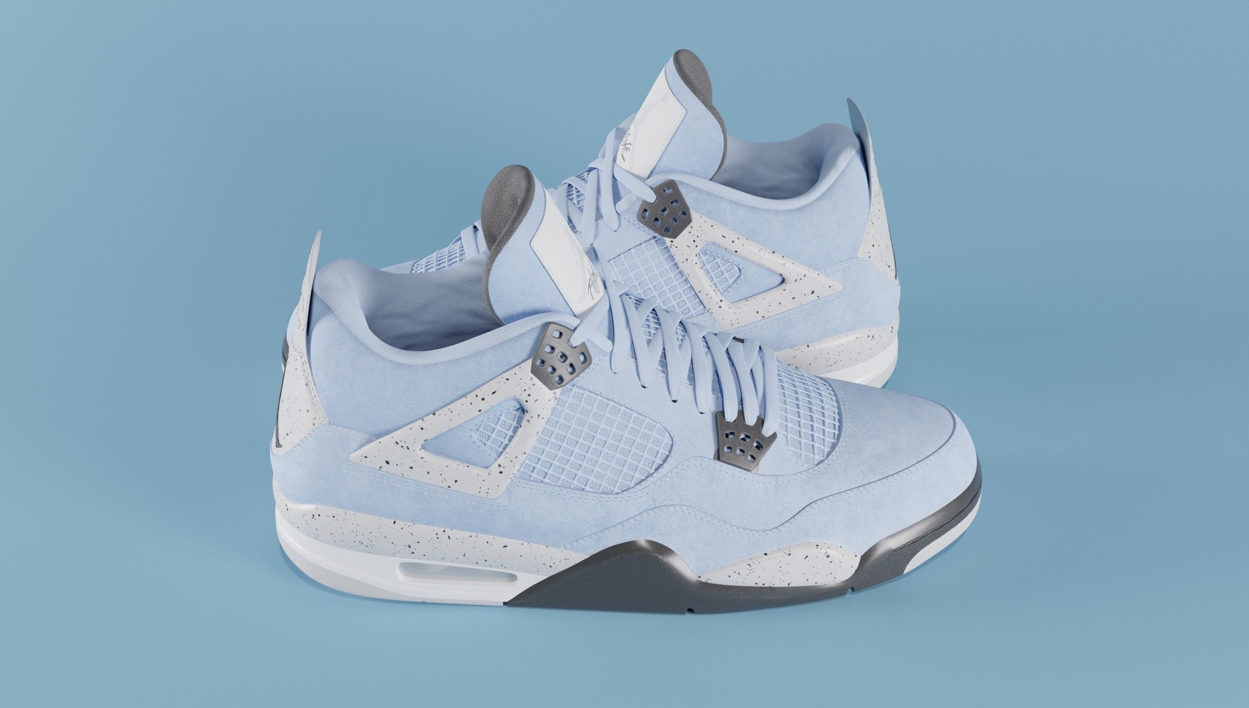 Nike Air Jordan 4 University Blue Shoe Low-poly 3D model_32