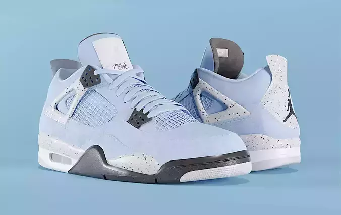 Nike Air Jordan 4 University Blue Shoe Low-poly 3D model