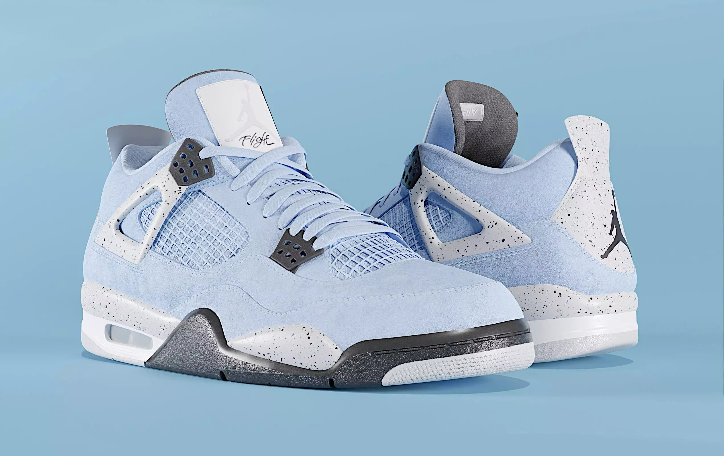 Nike Air Jordan 4 University Blue Shoe Low-poly 3D model_0