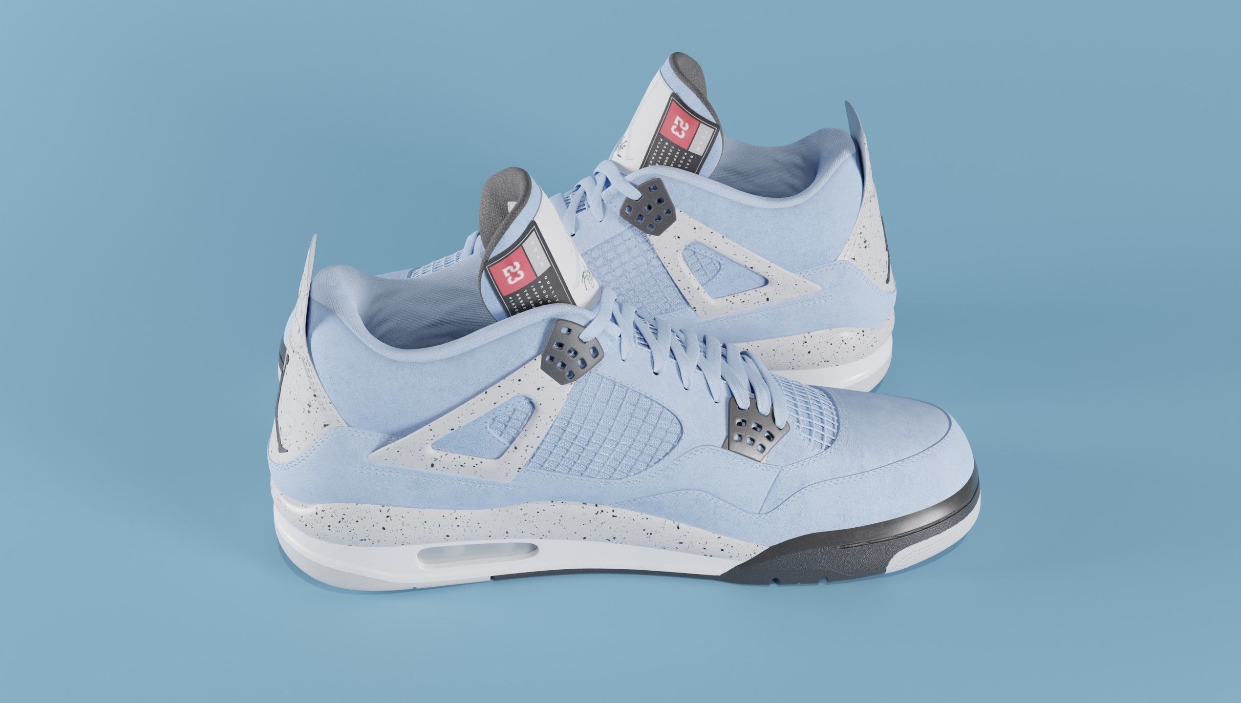 Nike Air Jordan 4 University Blue Shoe Low-poly 3D model_54