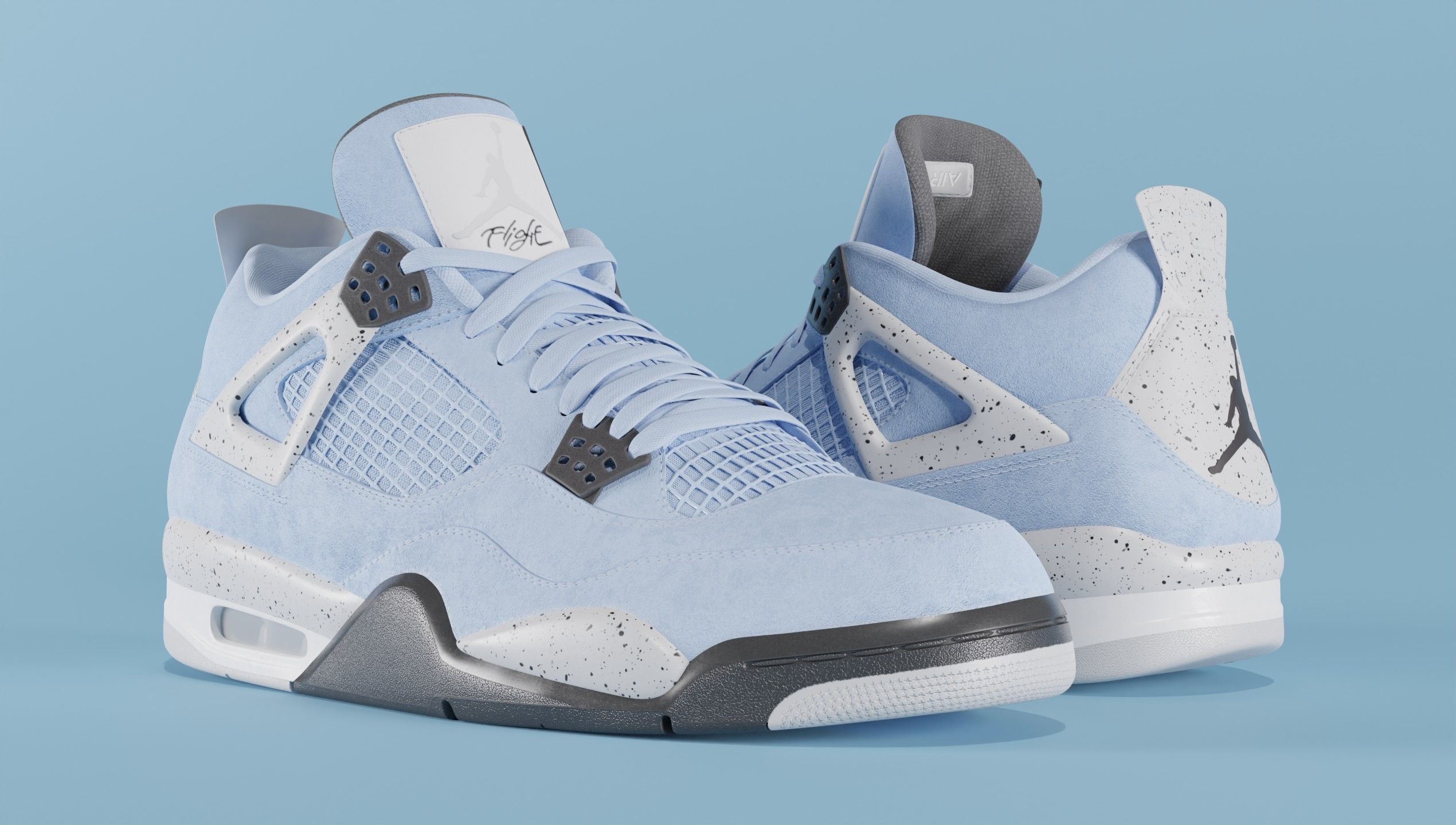 Nike Air Jordan 4 University Blue Shoe Low-poly 3D model_24